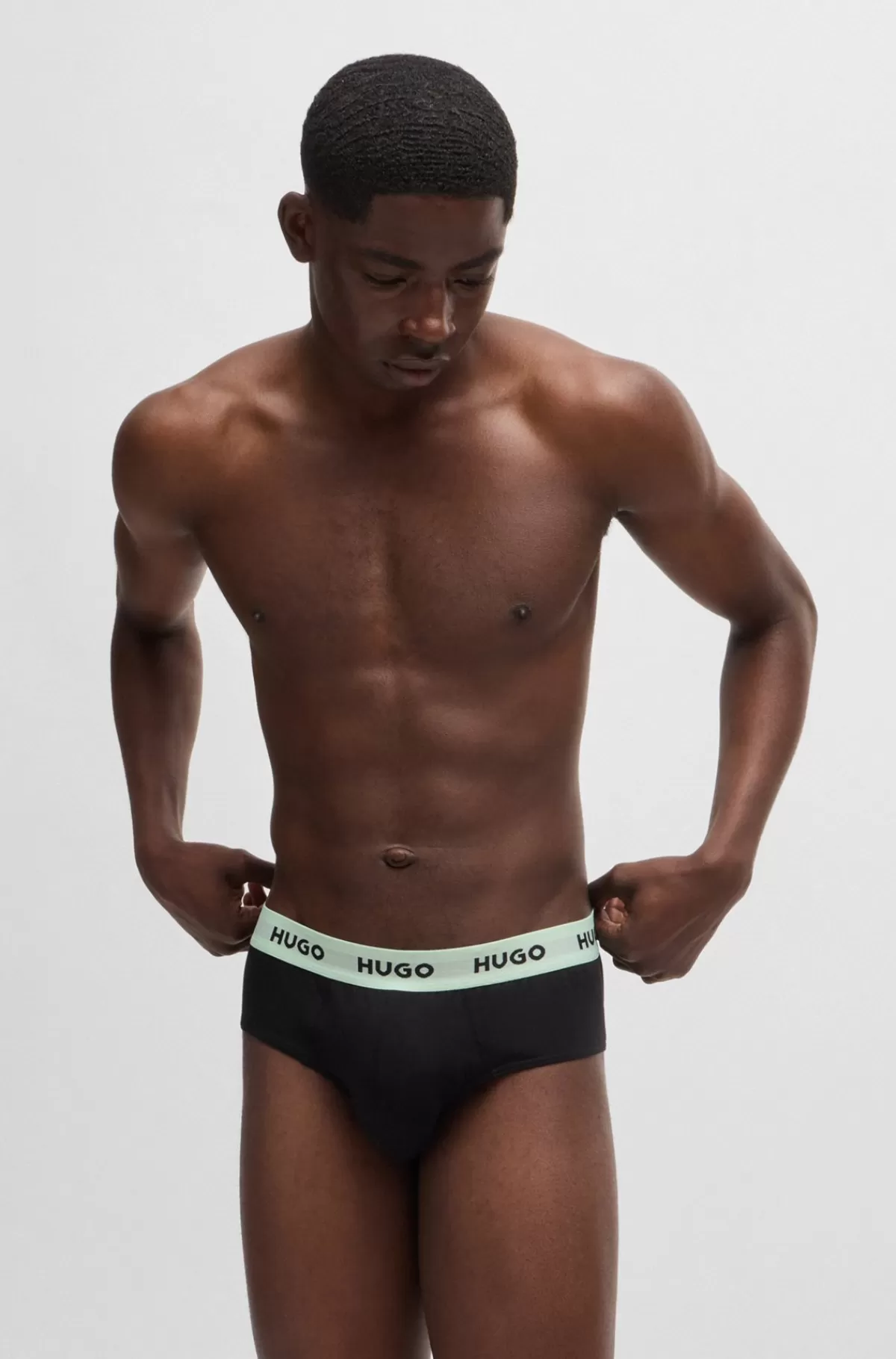 HUGO BOSS Pakke Med Tre Par Underbukser I Bomuld Med Stræk Og Logolinning Sort Discount
