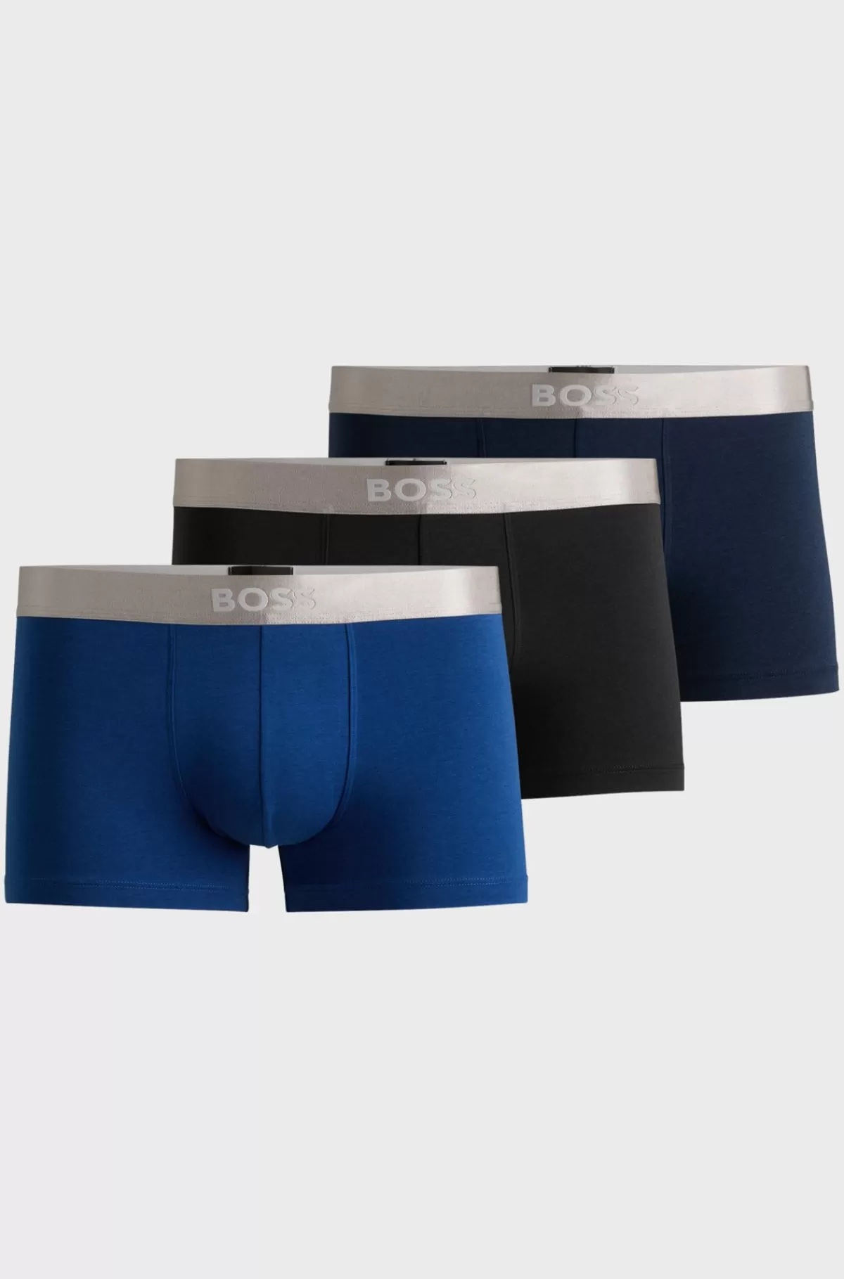 HUGO BOSS Pakke Med Tre Par Underbukser I Bomuldsblanding Med Logolinning Sort/blå Discount