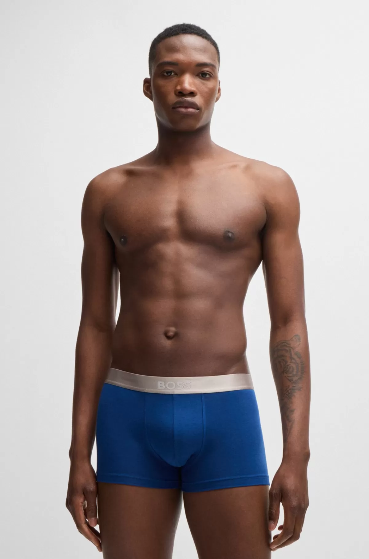 HUGO BOSS Pakke Med Tre Par Underbukser I Bomuldsblanding Med Logolinning Sort/blå Discount