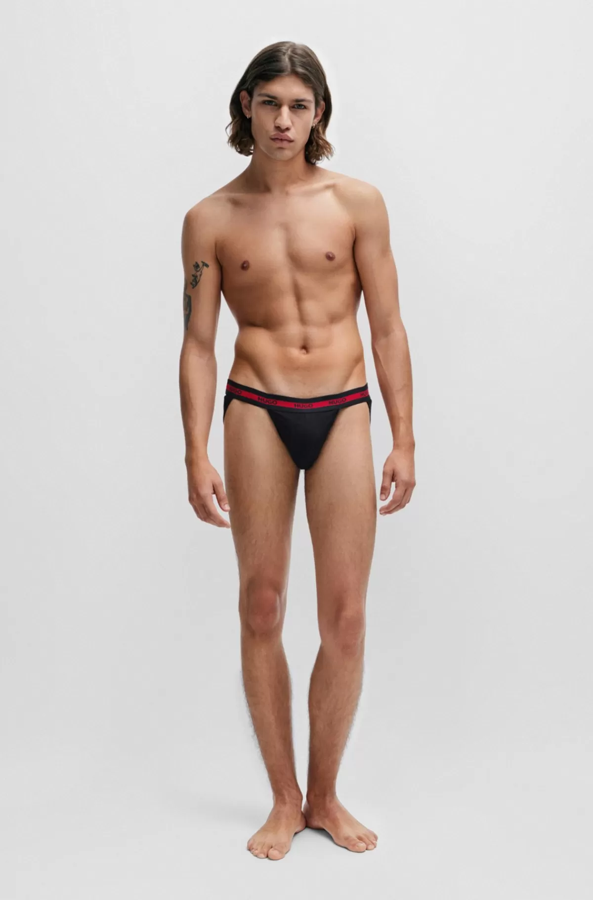 HUGO BOSS Pakke Med Tre Par Underbukser I Strækbomuld Med Logoer Sort/rød/hvid Cheap