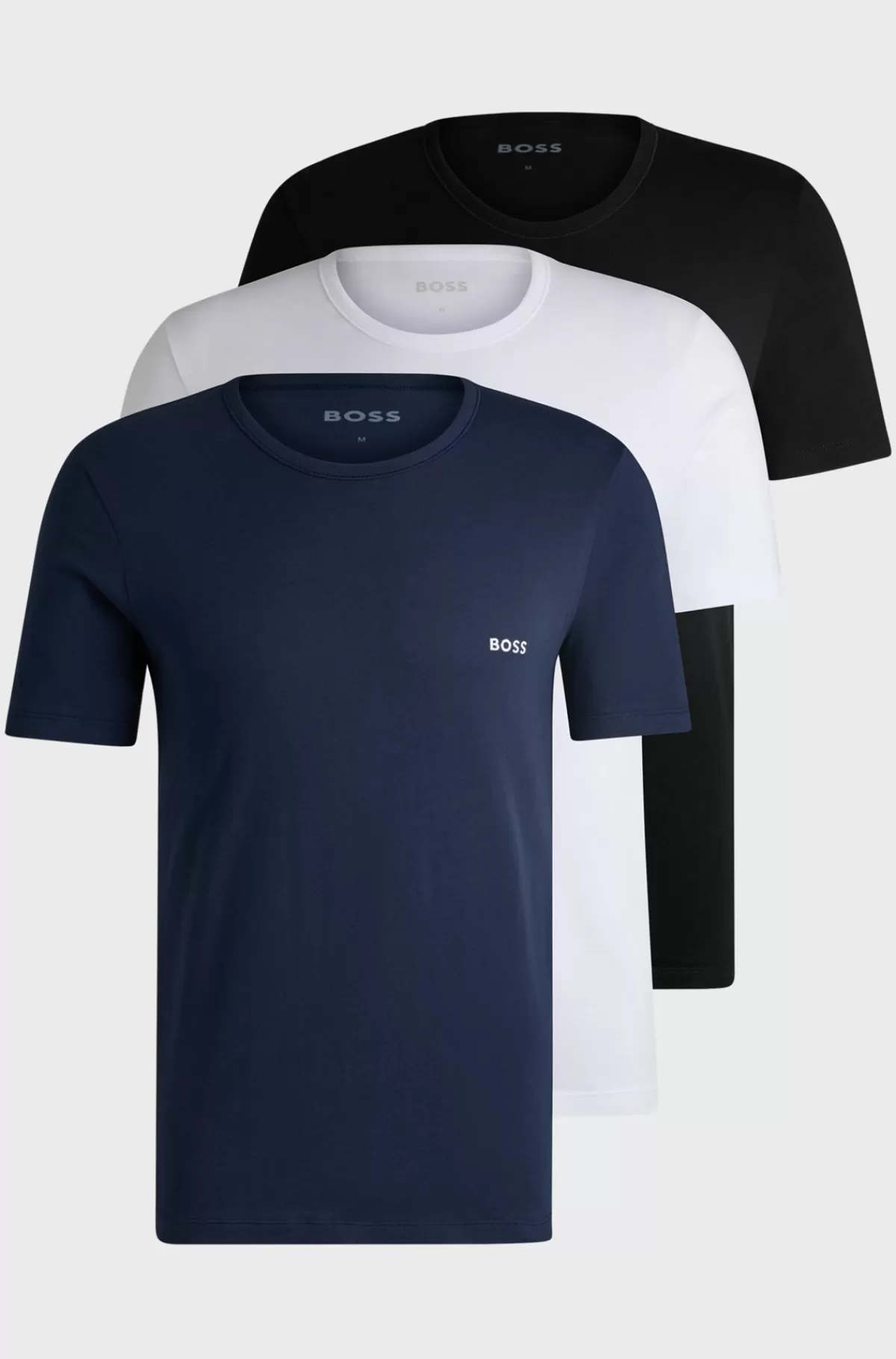 HUGO BOSS Pakke Med Tre T-shirts I Bomuld Med Broderet Logo Sort/hvid/blå Online