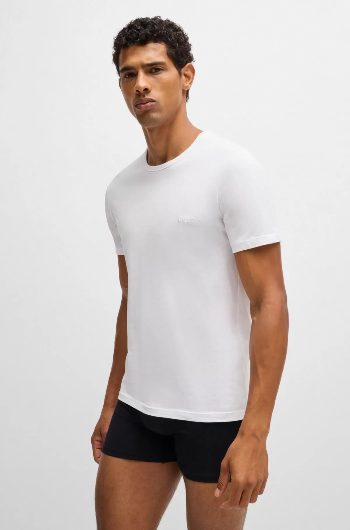 HUGO BOSS Pakke Med Tre T-shirts I Bomuld Med Broderet Logo Sort/hvid/blå Online