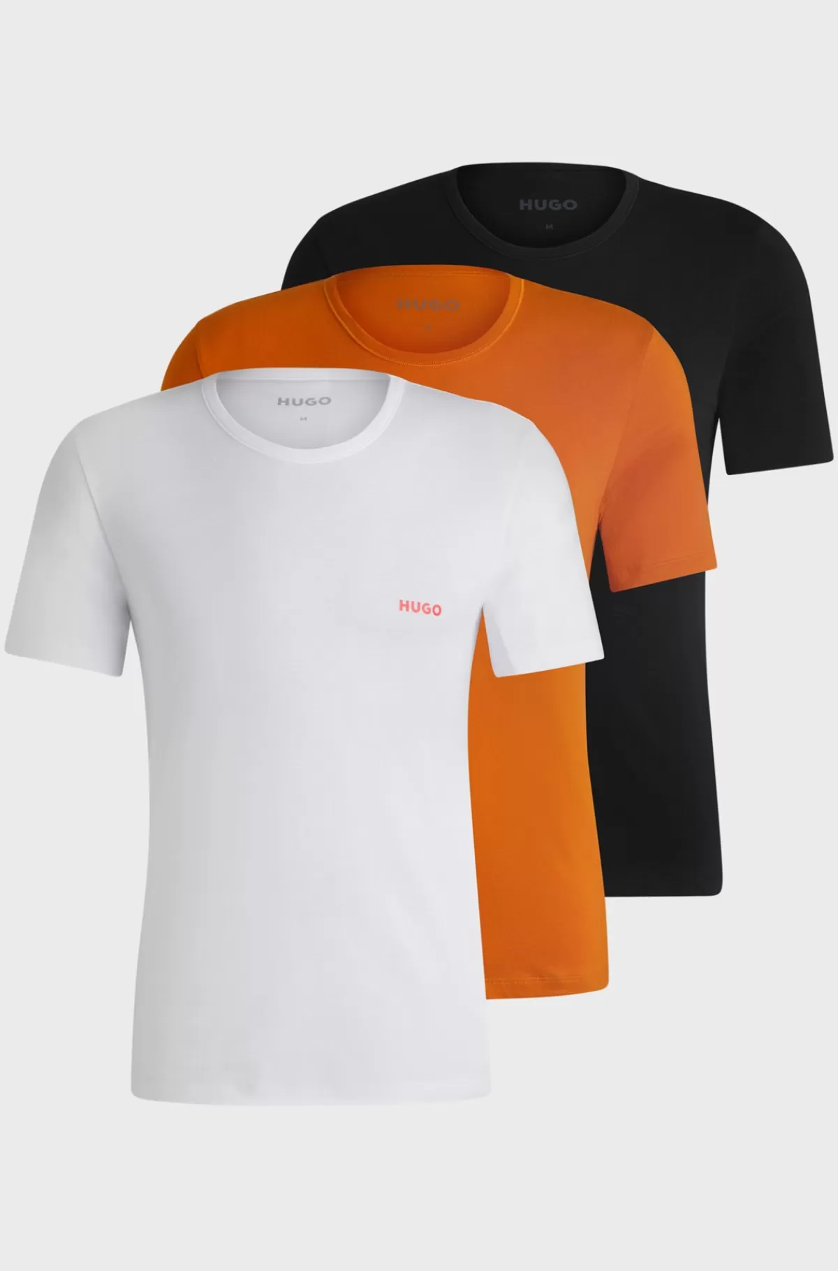 HUGO BOSS Pakke Med Tre T-shirts-undertrøjer I Bomuld Med Logotryk Orange Clearance