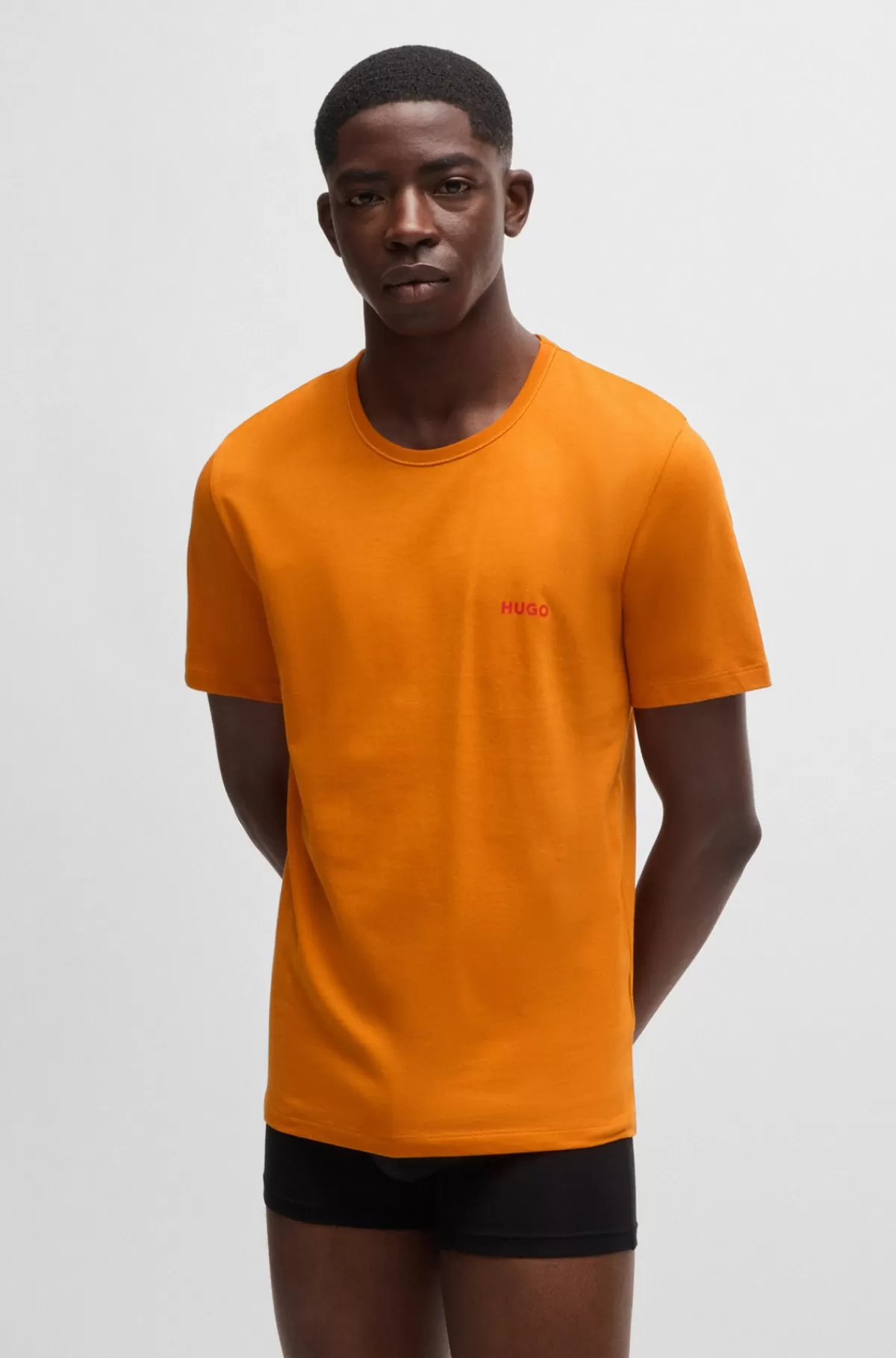 HUGO BOSS Pakke Med Tre T-shirts-undertrøjer I Bomuld Med Logotryk Orange Clearance