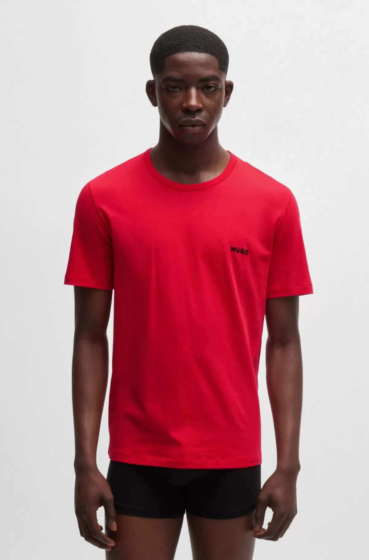 HUGO BOSS Pakke Med Tre T-shirts-undertrøjer I Bomuld Med Logotryk Sort/mørkegrøn/rød Sale