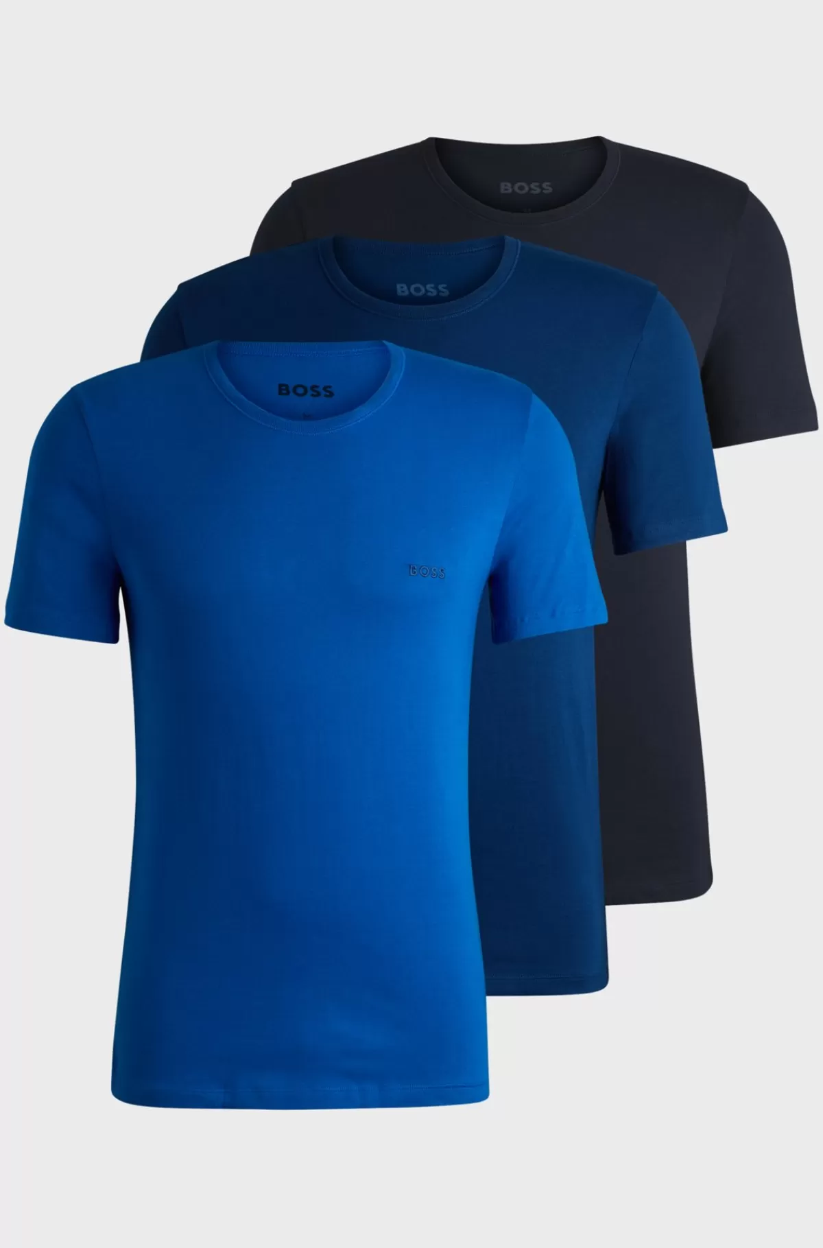 HUGO BOSS Pakke Med Tre T-shirtundertrøjer I Bomuld Med Broderede Logoer Sort/blå Shop