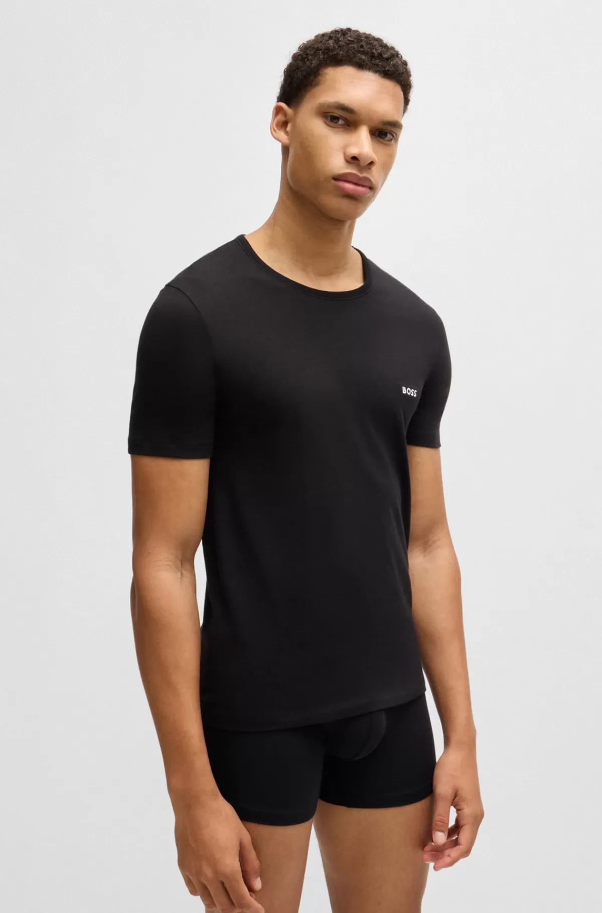 HUGO BOSS Pakke Med Tre Undertrøje-T-shirts I Bomuld Med Broderet Logo Sort/blå Cheap