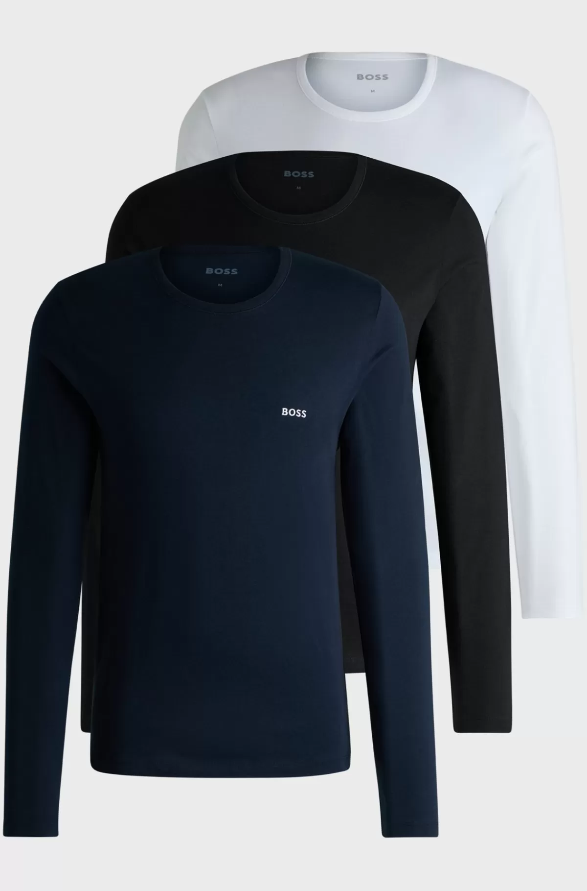 HUGO BOSS Pakke Med Tre Undertrøje-T-shirts I Bomuld Og Med Logo Sort/hvid/blå Fashion