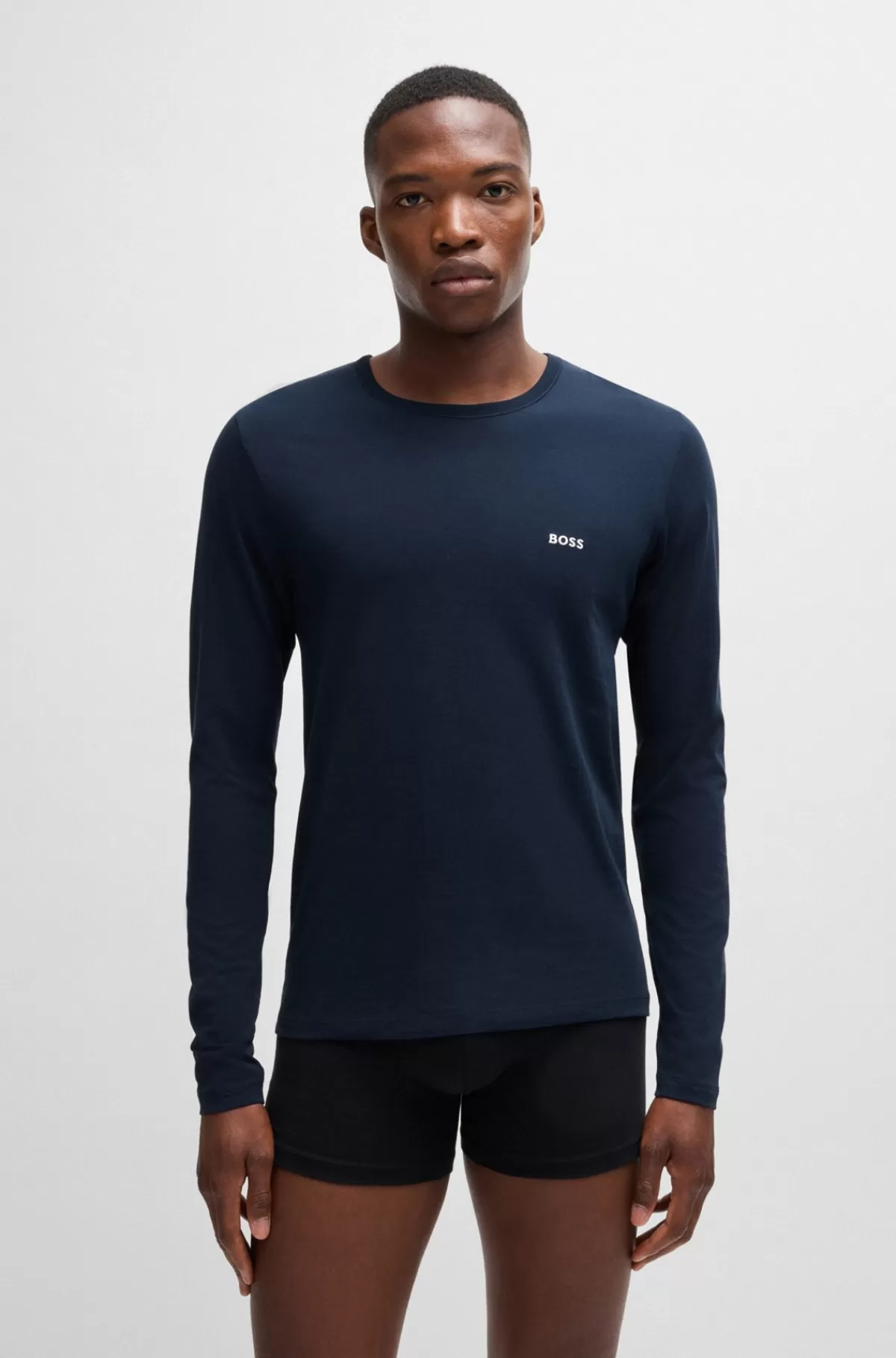 HUGO BOSS Pakke Med Tre Undertrøje-T-shirts I Bomuld Og Med Logo Sort/hvid/blå Fashion
