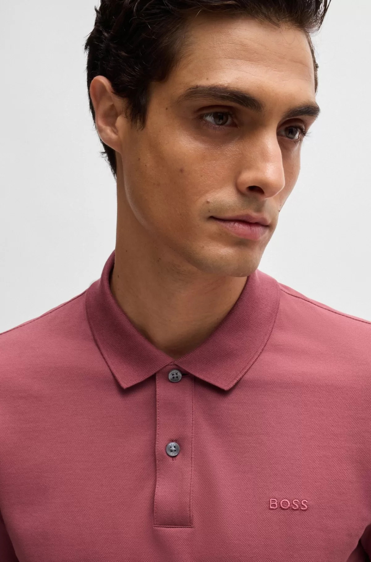 HUGO BOSS Pallas Poloshirt I økologisk Bomuld Med Broderet Logo Lyserød New