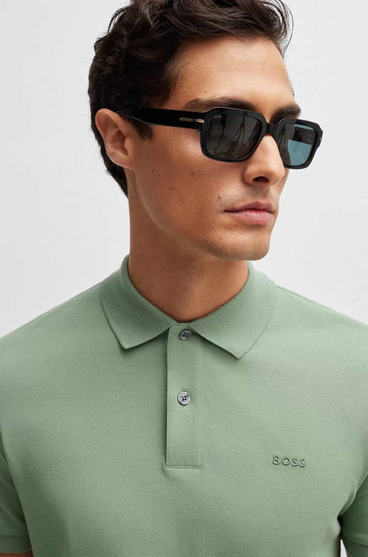 HUGO BOSS Pallas Poloshirt I økologisk Bomuld Med Broderet Logo Grøn Hot