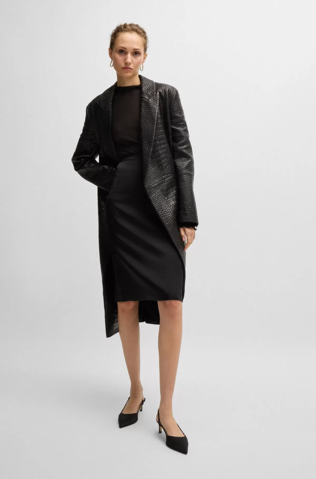 HUGO BOSS Pencilnederdel I Skinnende Stof Sort Store
