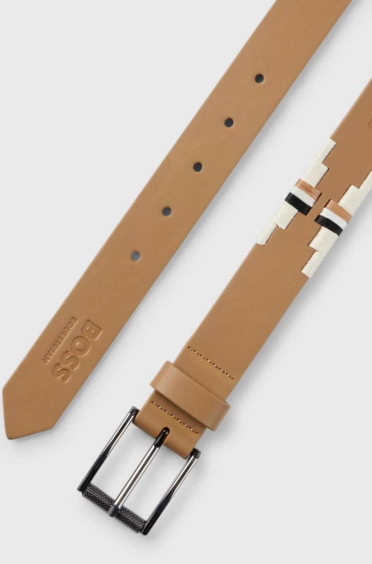 HUGO BOSS Polobælte Til Hestesport Med Broderet Mønster Beige Fashion