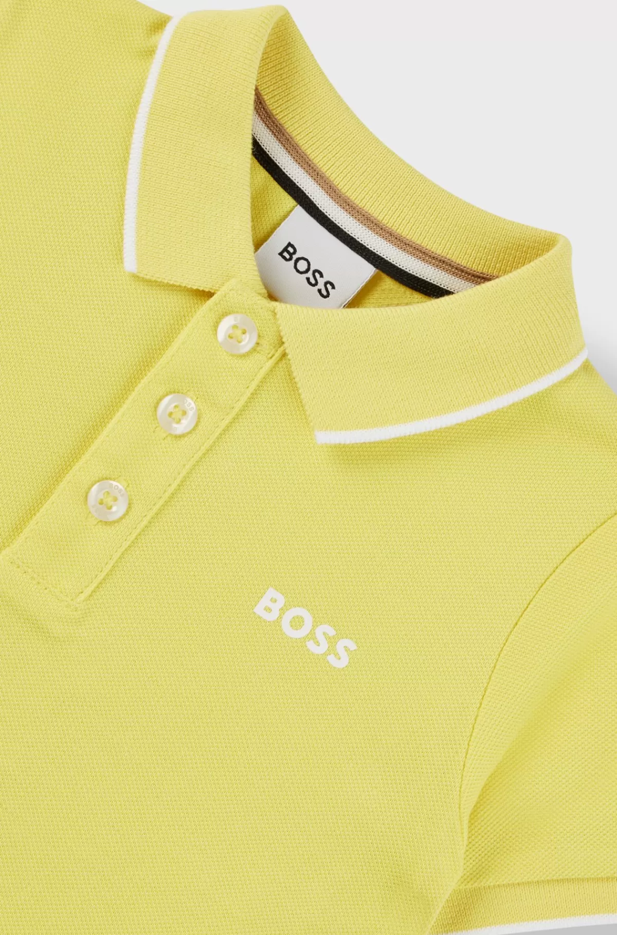 HUGO BOSS Poloshirt I Bomuldspiqué Med Logo Og Striber Til Børn Gul Fashion