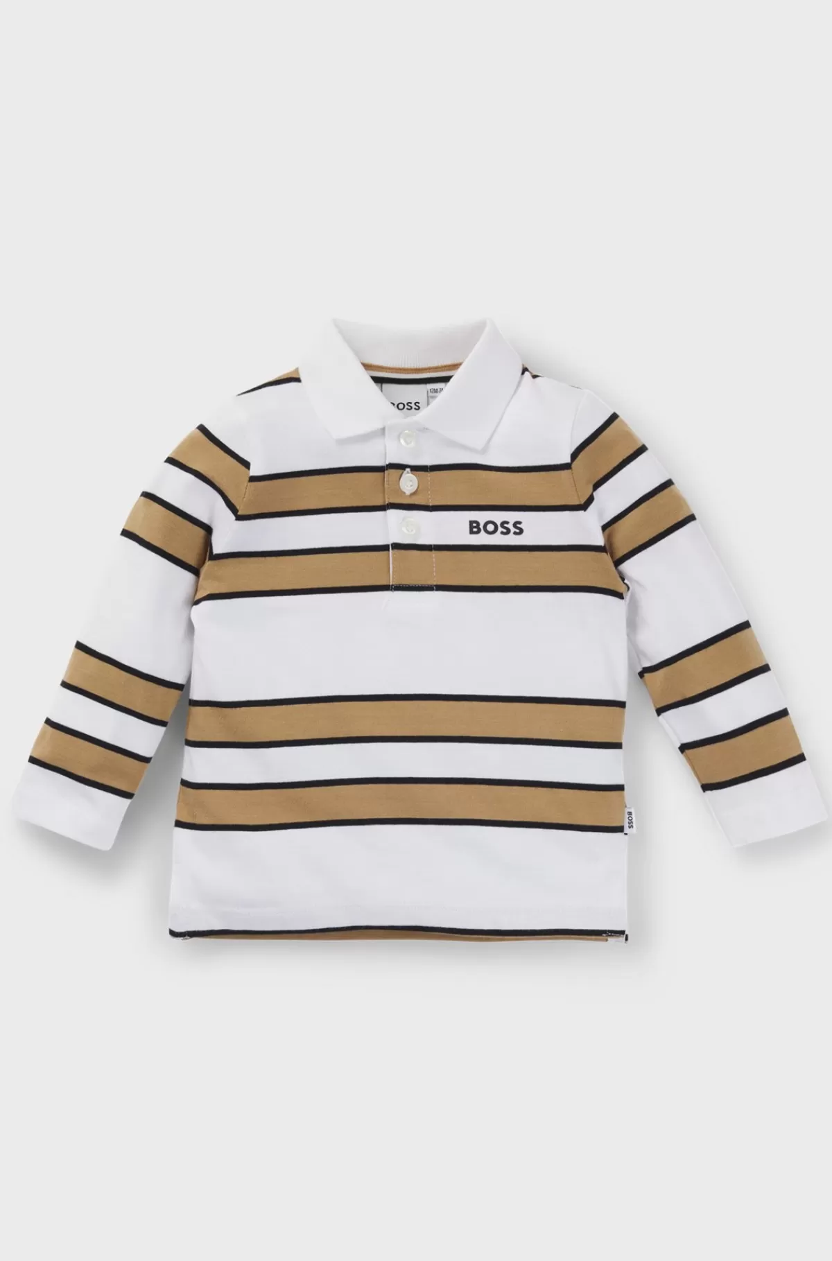 HUGO BOSS Poloshirt Med Lange ærmer, Striber Og Logo Til Børn Hvid Best