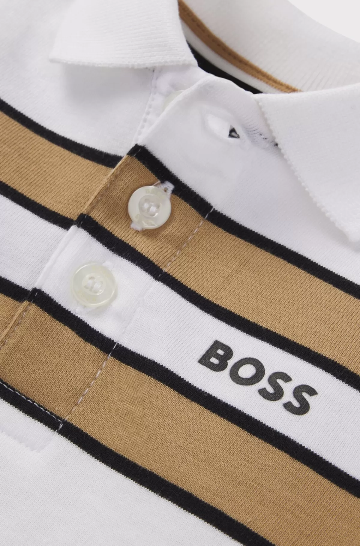 HUGO BOSS Poloshirt Med Lange ærmer, Striber Og Logo Til Børn Hvid Best