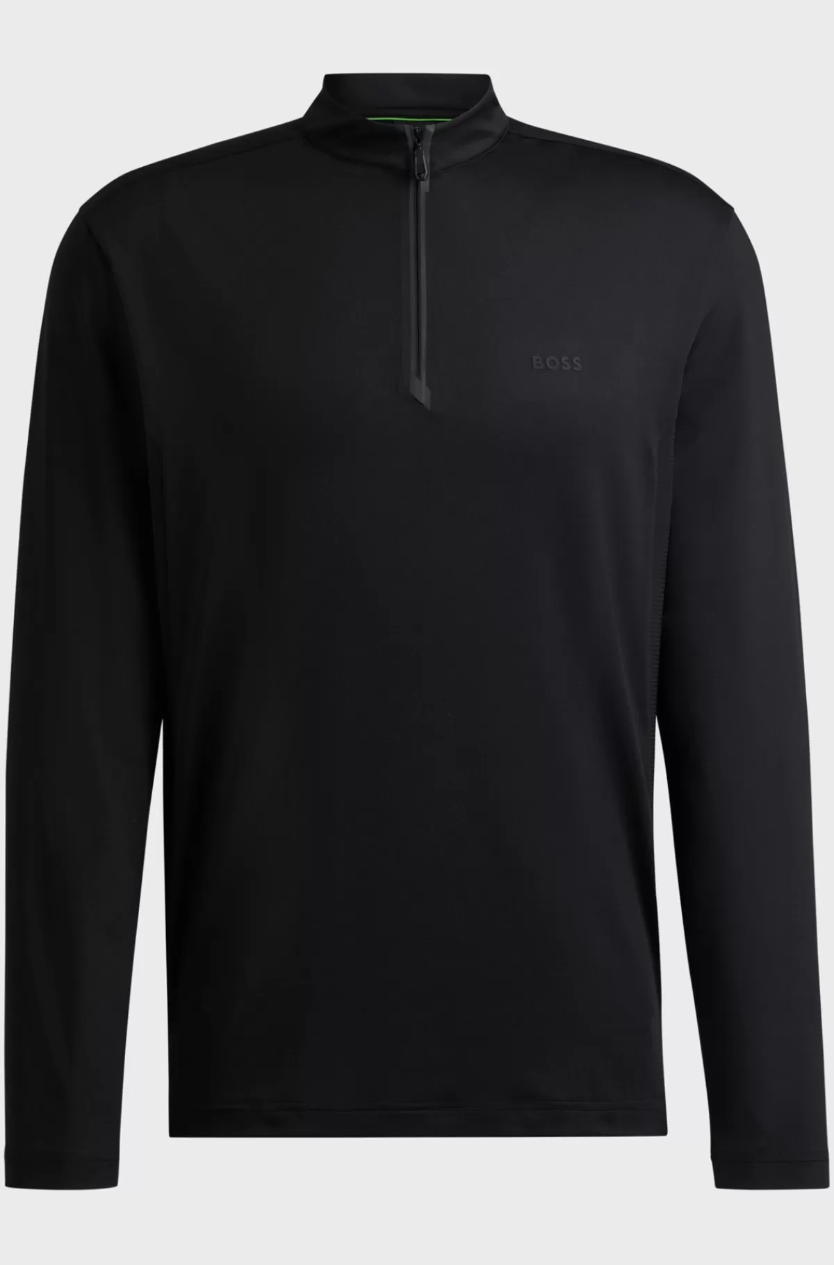 HUGO BOSS Poloshirt Med Lynlås I Halsen Og Dekorativt Reflekterende Logo Sort Hot