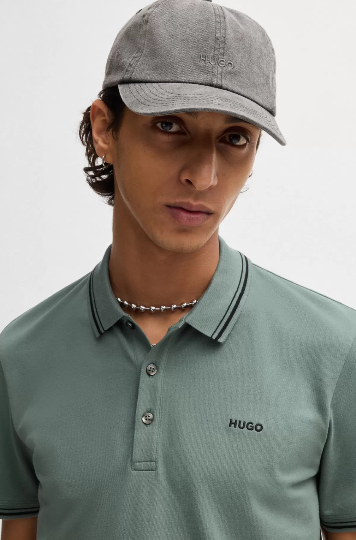 HUGO BOSS Poloshirt Med Slim Fit Og Logoprint Grøn Hot