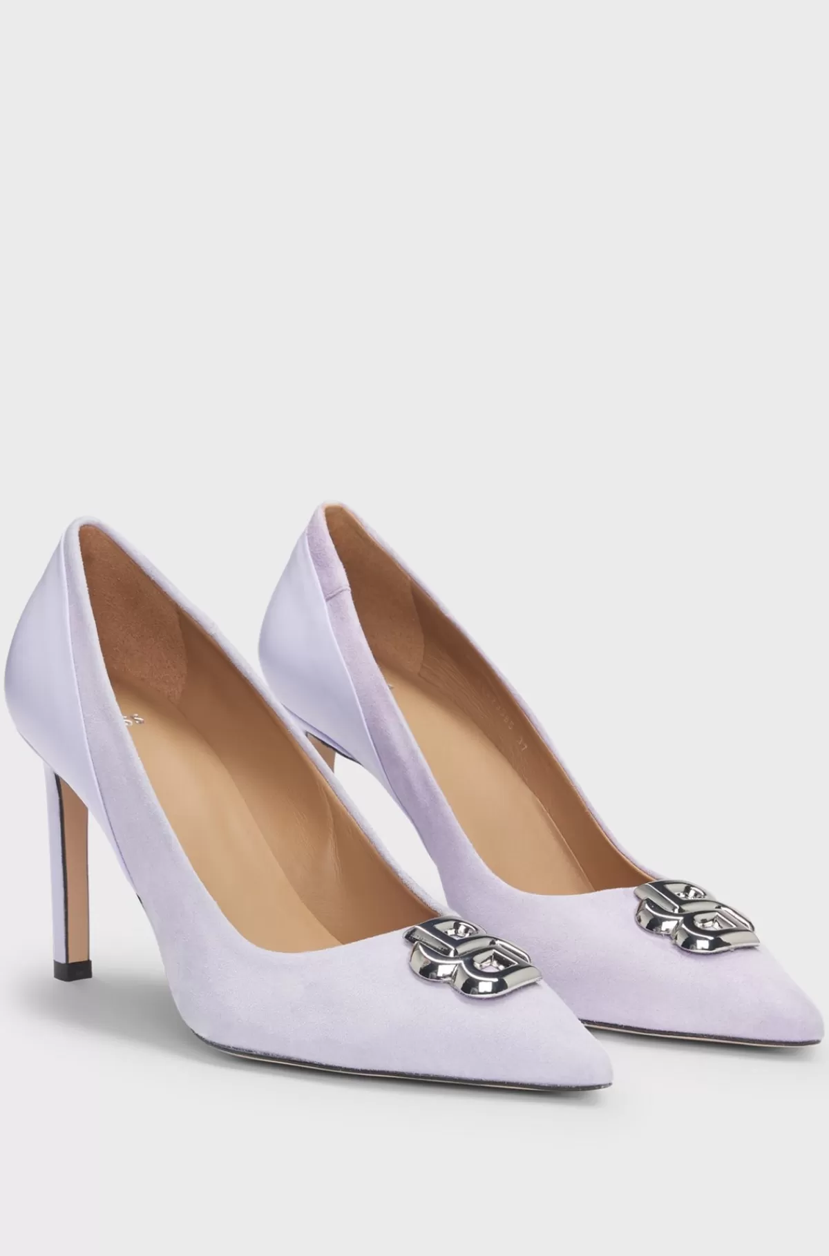 HUGO BOSS Pumps I Læder Og Ruskind Med Double B-monogram Lyslilla Shop