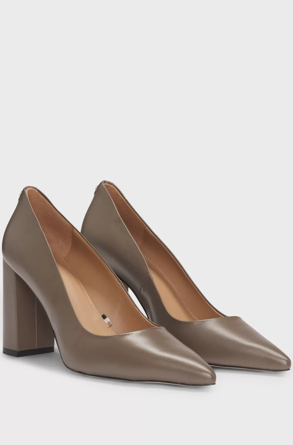HUGO BOSS Pumps I Nappalæder Med Høj Blokhæl Brun Hot