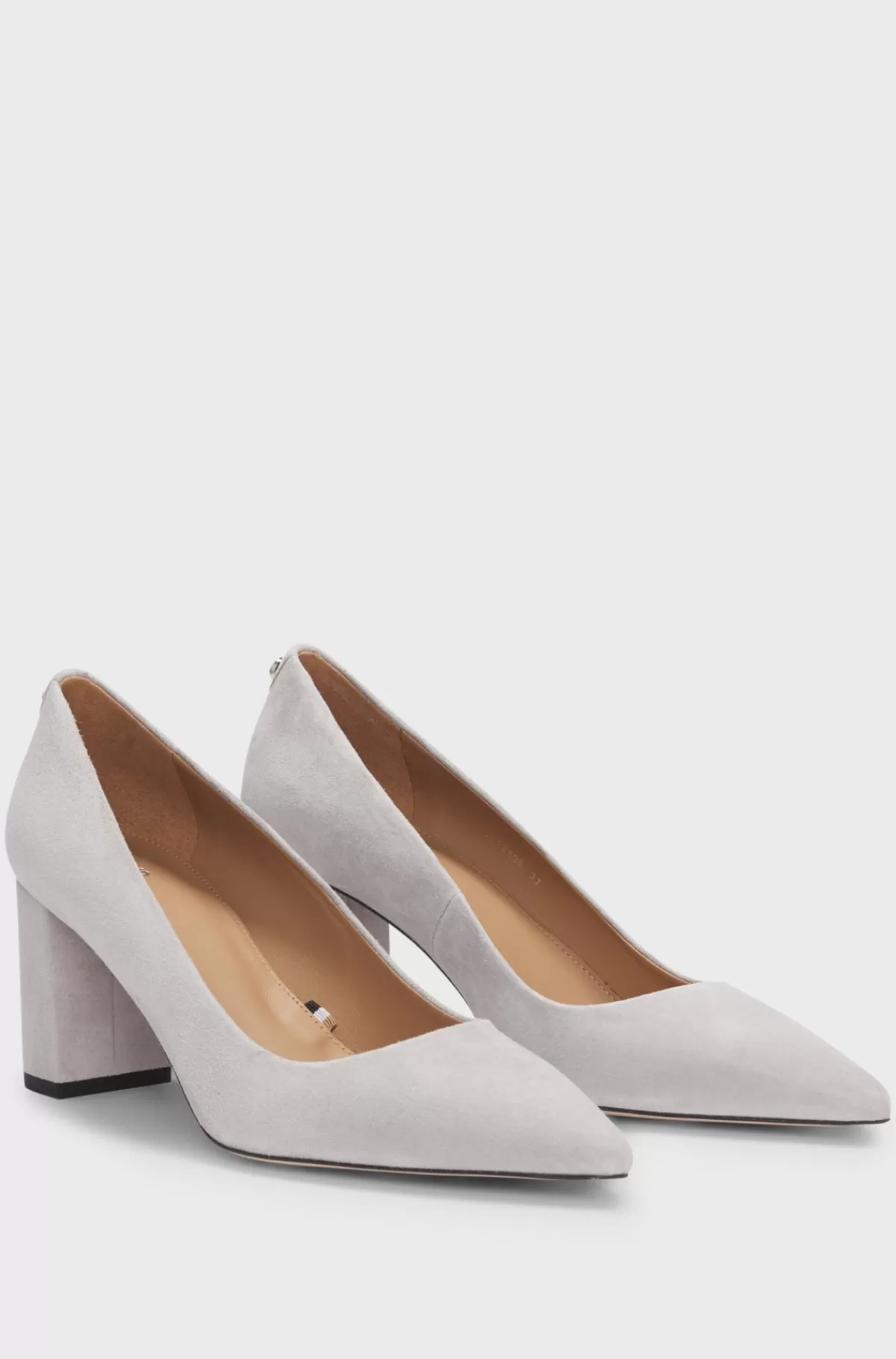 HUGO BOSS Pumps I Ruskind Med En 7 Cm Blokhæl Lysegrå Sale