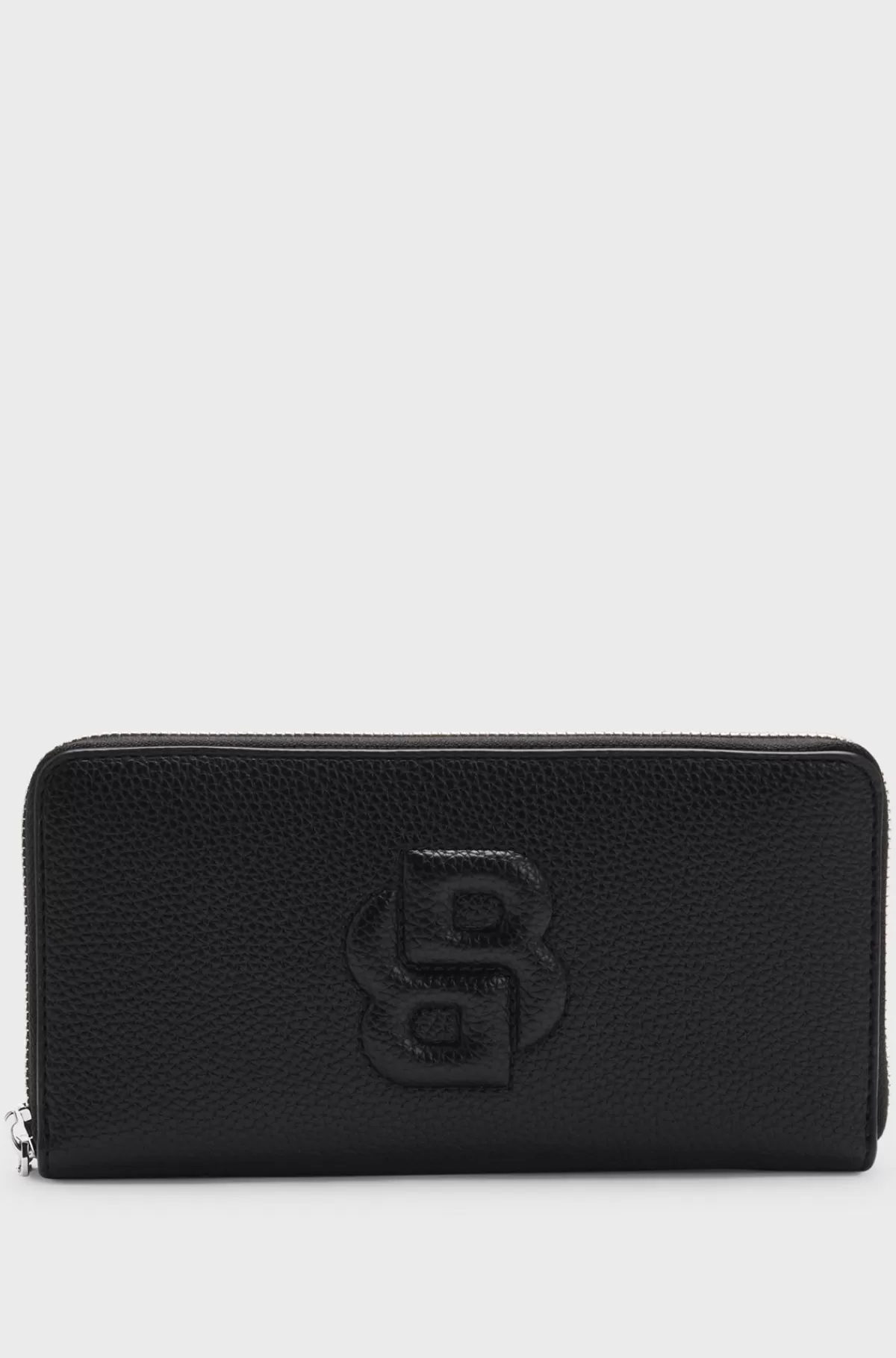 HUGO BOSS Pung I Imiteret Læder Med Dobbelt B-monogram Og Lynlås Sort Cheap