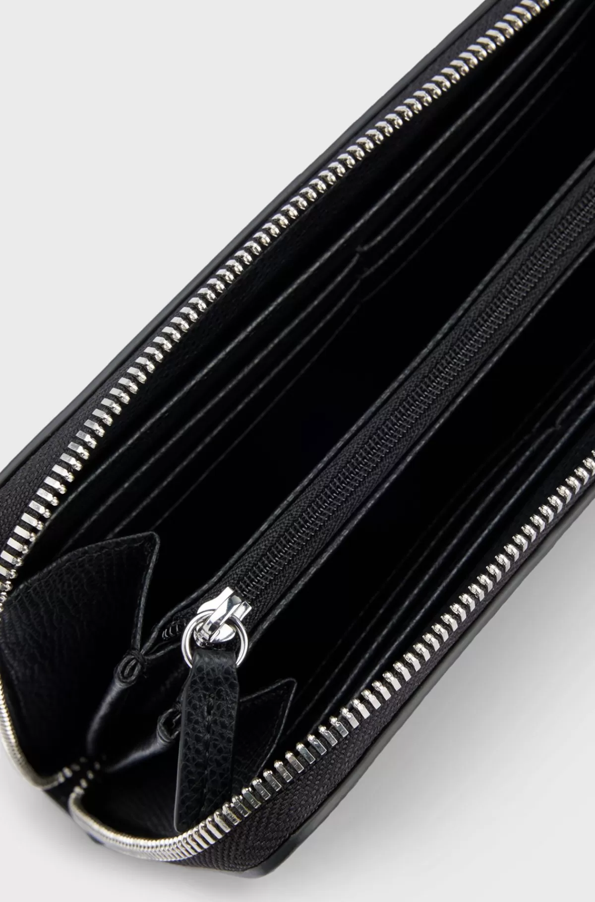HUGO BOSS Pung Med Lynlås I Kornet Kunstlæder Med Logobogstaver Sort Cheap
