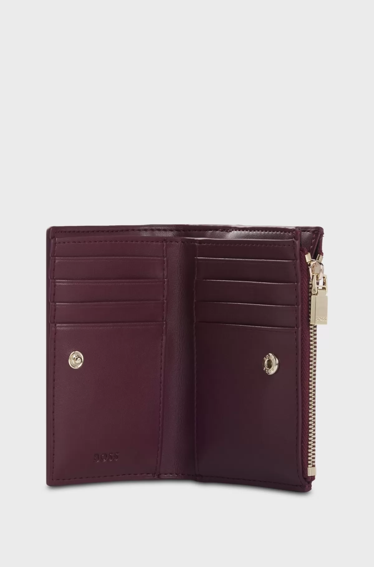 HUGO BOSS Quiltet Pung I Imiteret Læder Med Dobbelt B-monogram Mørkerød Outlet