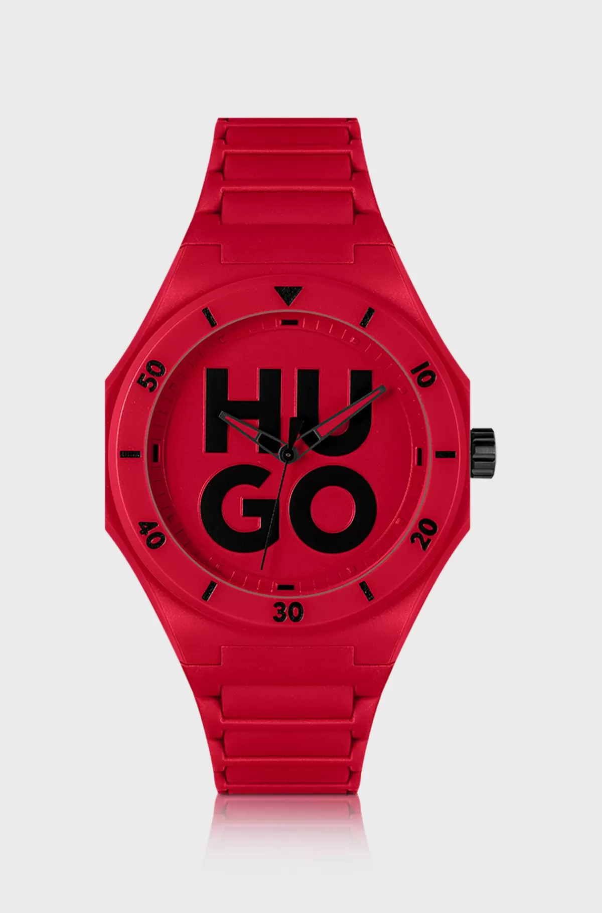 HUGO BOSS t Ur Med Tone-i-tone Silikonerem Rød Cheap