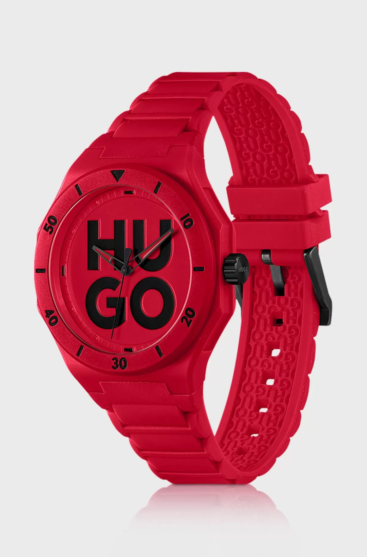 HUGO BOSS t Ur Med Tone-i-tone Silikonerem Rød Cheap