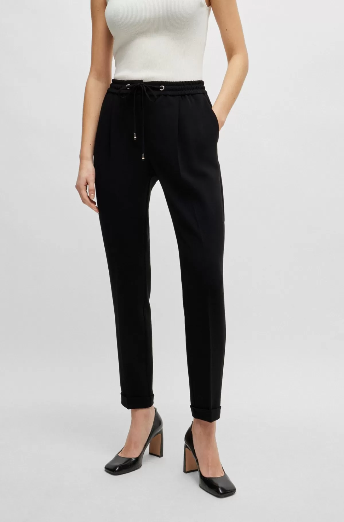 HUGO BOSS Regular Fit Bukser I Japansk Crepe Sort Online