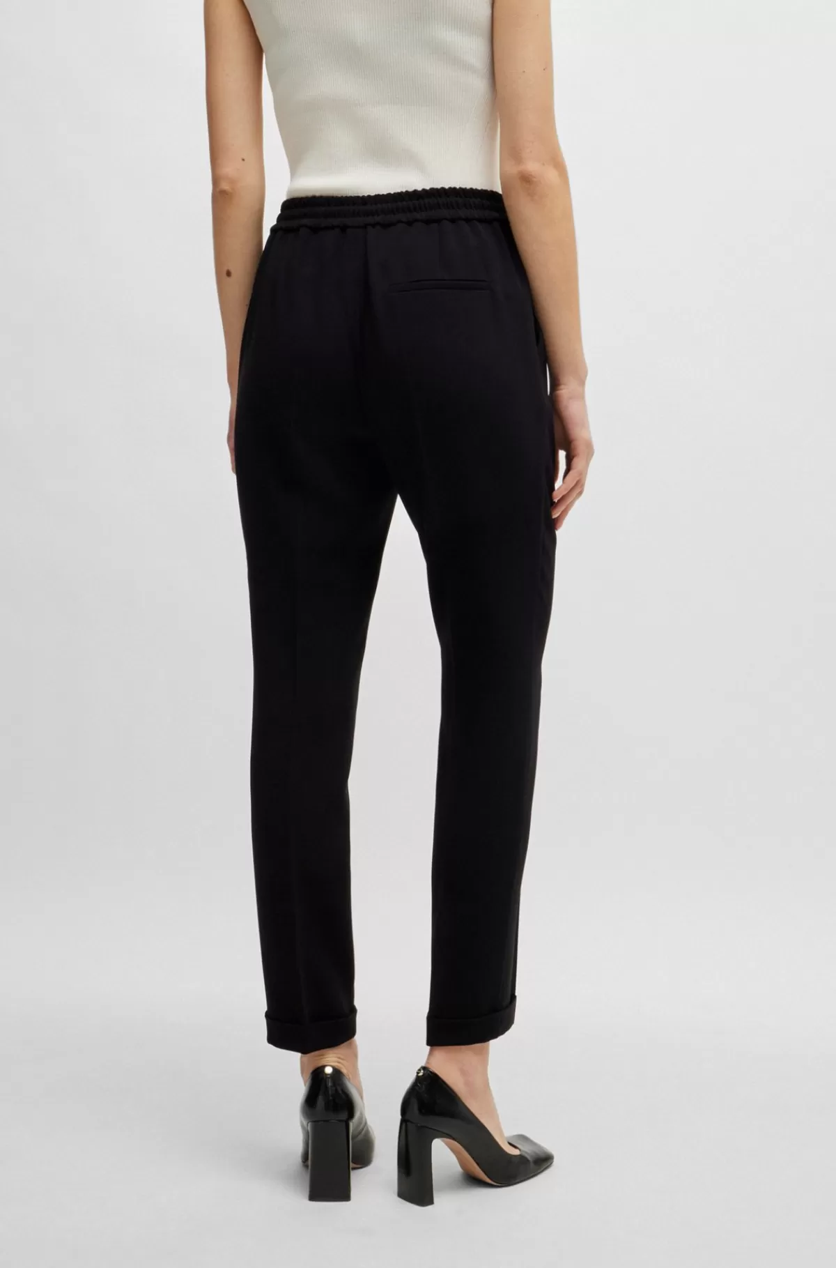 HUGO BOSS Regular Fit Bukser I Japansk Crepe Sort Online