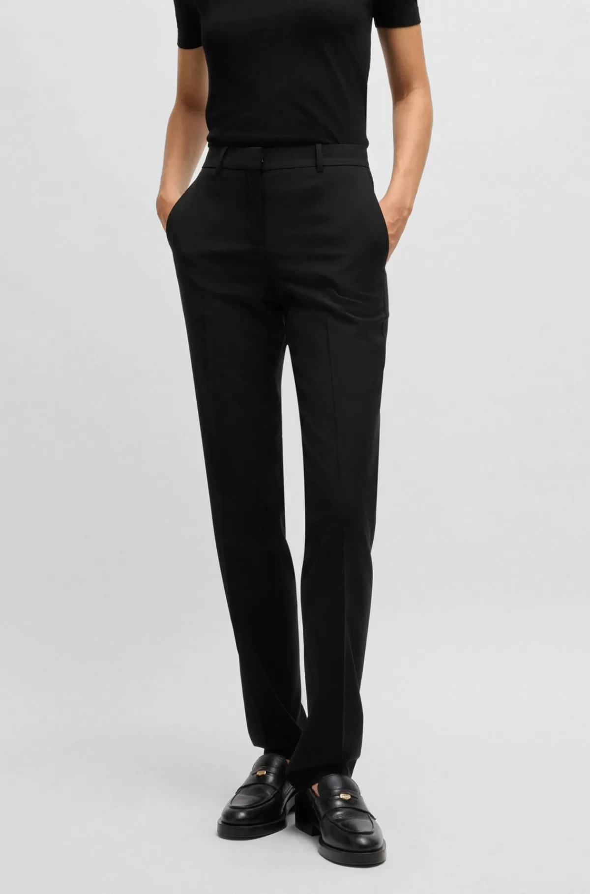 HUGO BOSS Regular Fit Bukser I Ny Uld Sort Best
