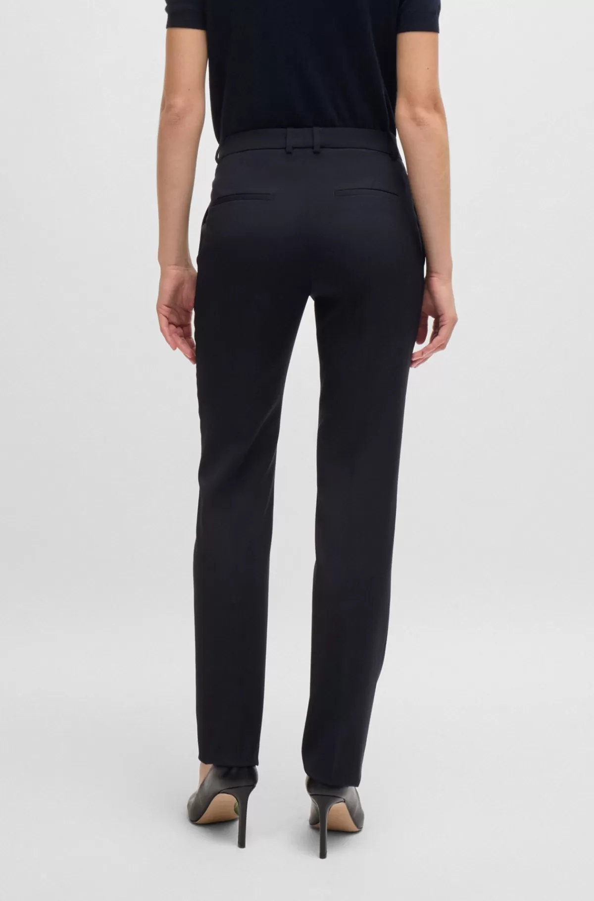 HUGO BOSS Regular Fit Bukser I Ny Uld Mørkeblå Hot