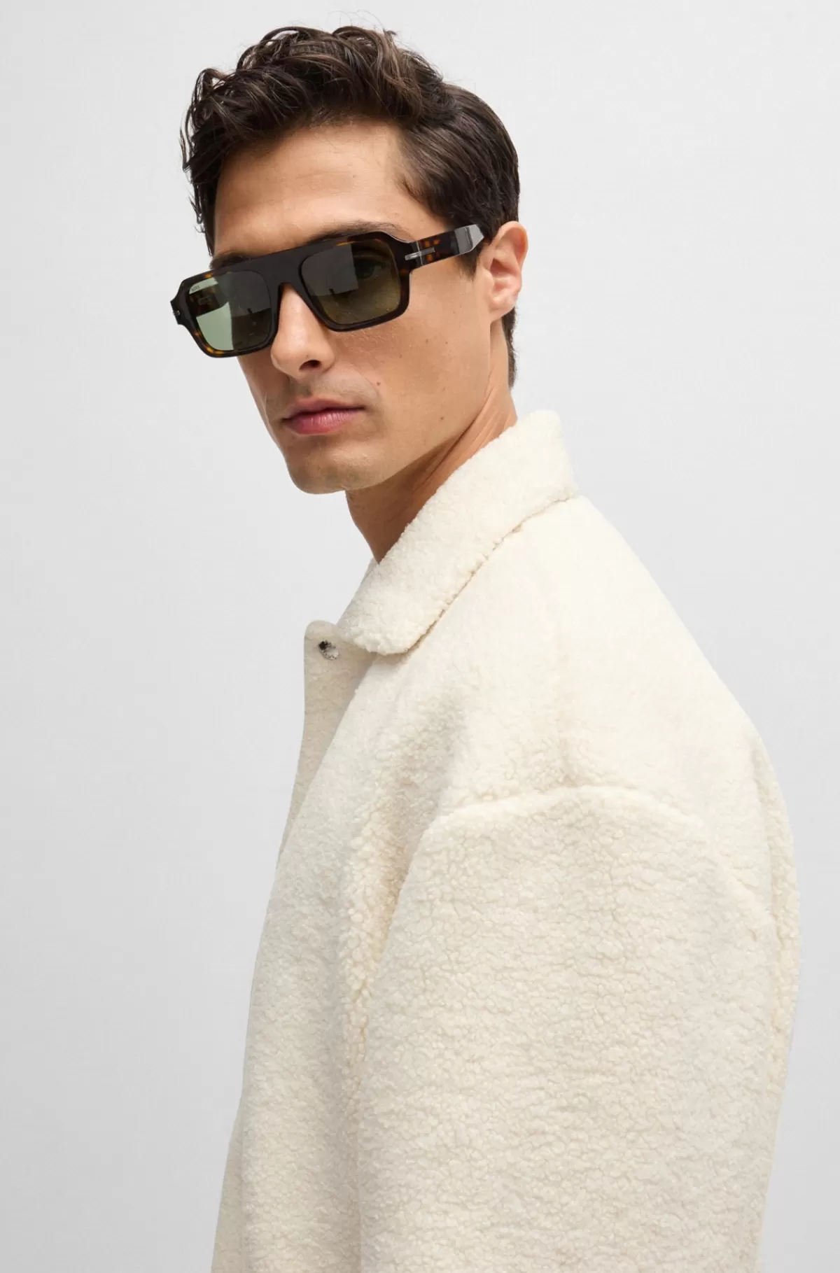 HUGO BOSS Regular Fit Jakke I Teddystof Naturlig Discount