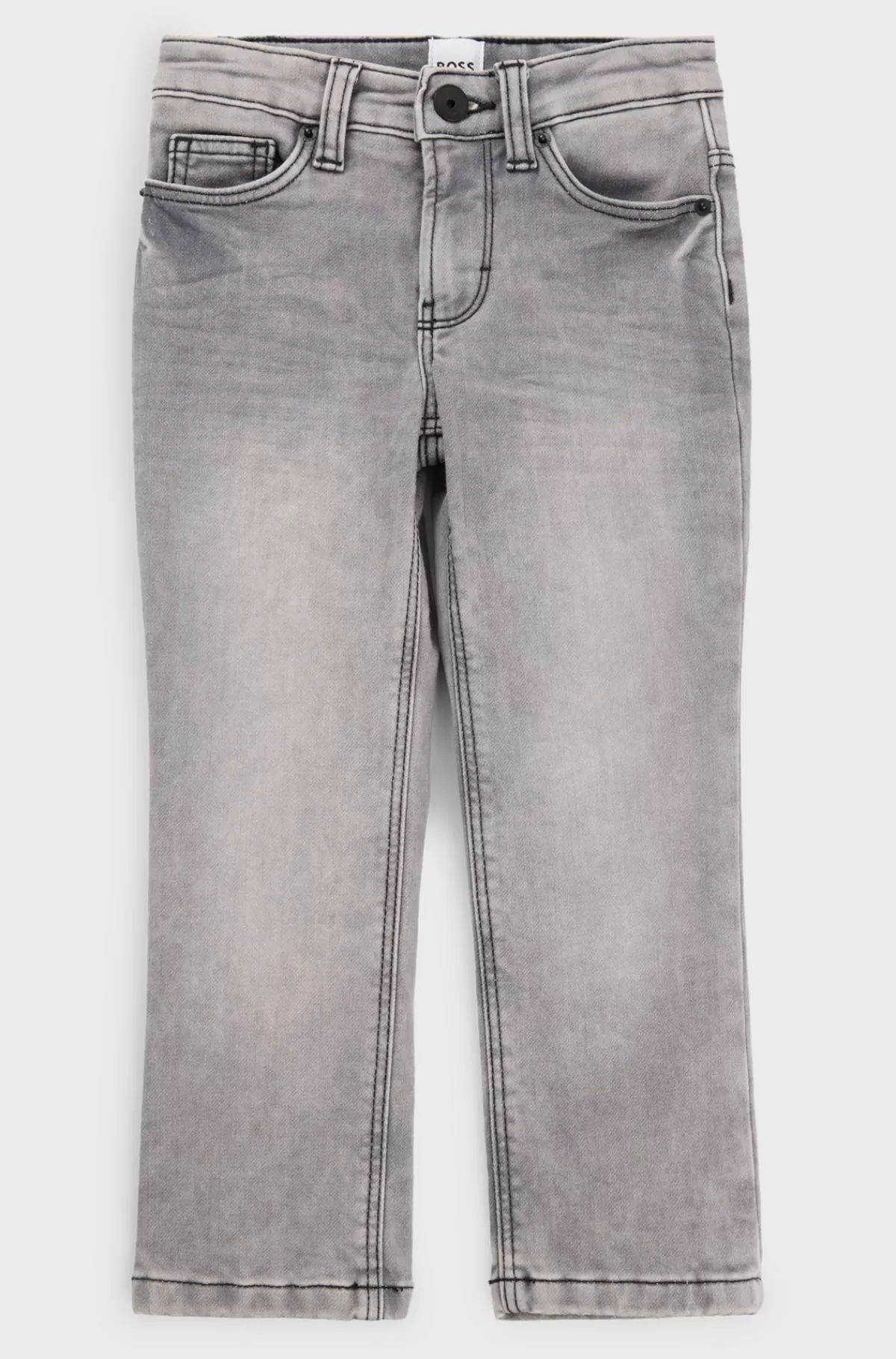 HUGO BOSS Regular Fit Jeans I Grå Strikket Denim Til Børn Mønstret Hot