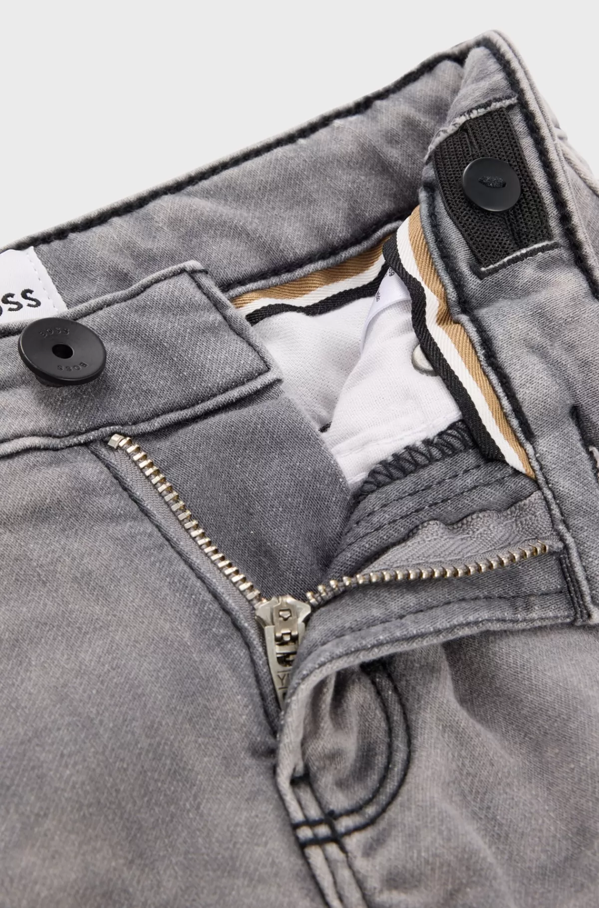 HUGO BOSS Regular Fit Jeans I Grå Strikket Denim Til Børn Mønstret Hot