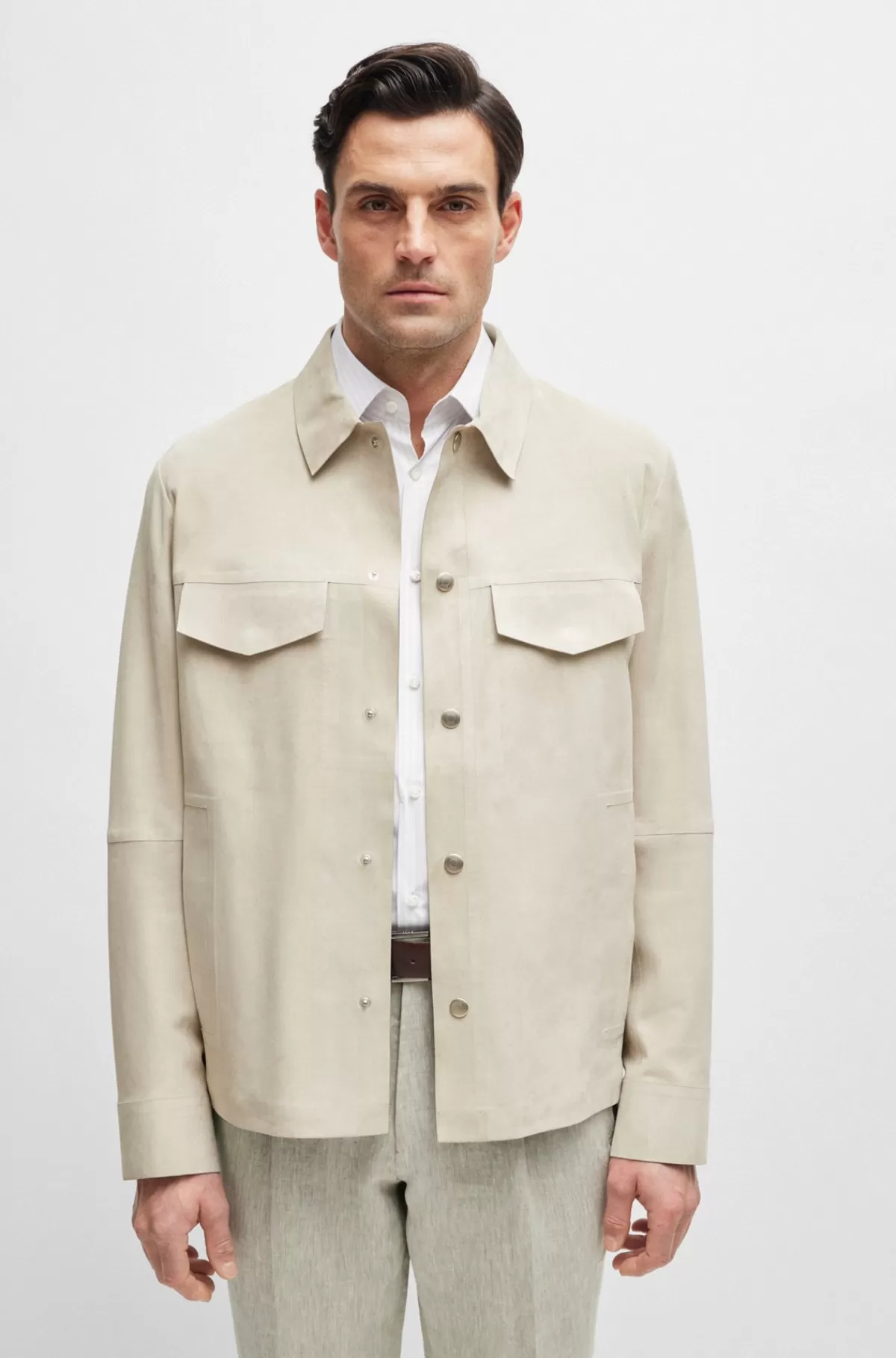 HUGO BOSS Regular Fit Skjorte I Metisruskind Naturlig Flash Sale