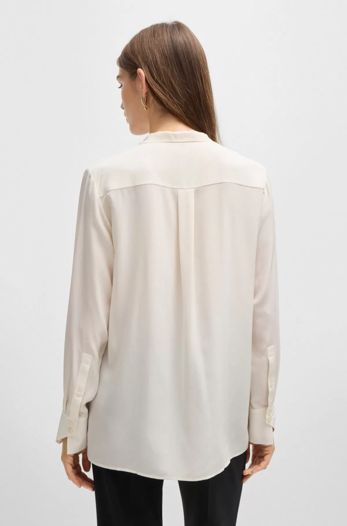 HUGO BOSS Regular Fit Skjorte I Silke Og Bindekrave Hvid Sale