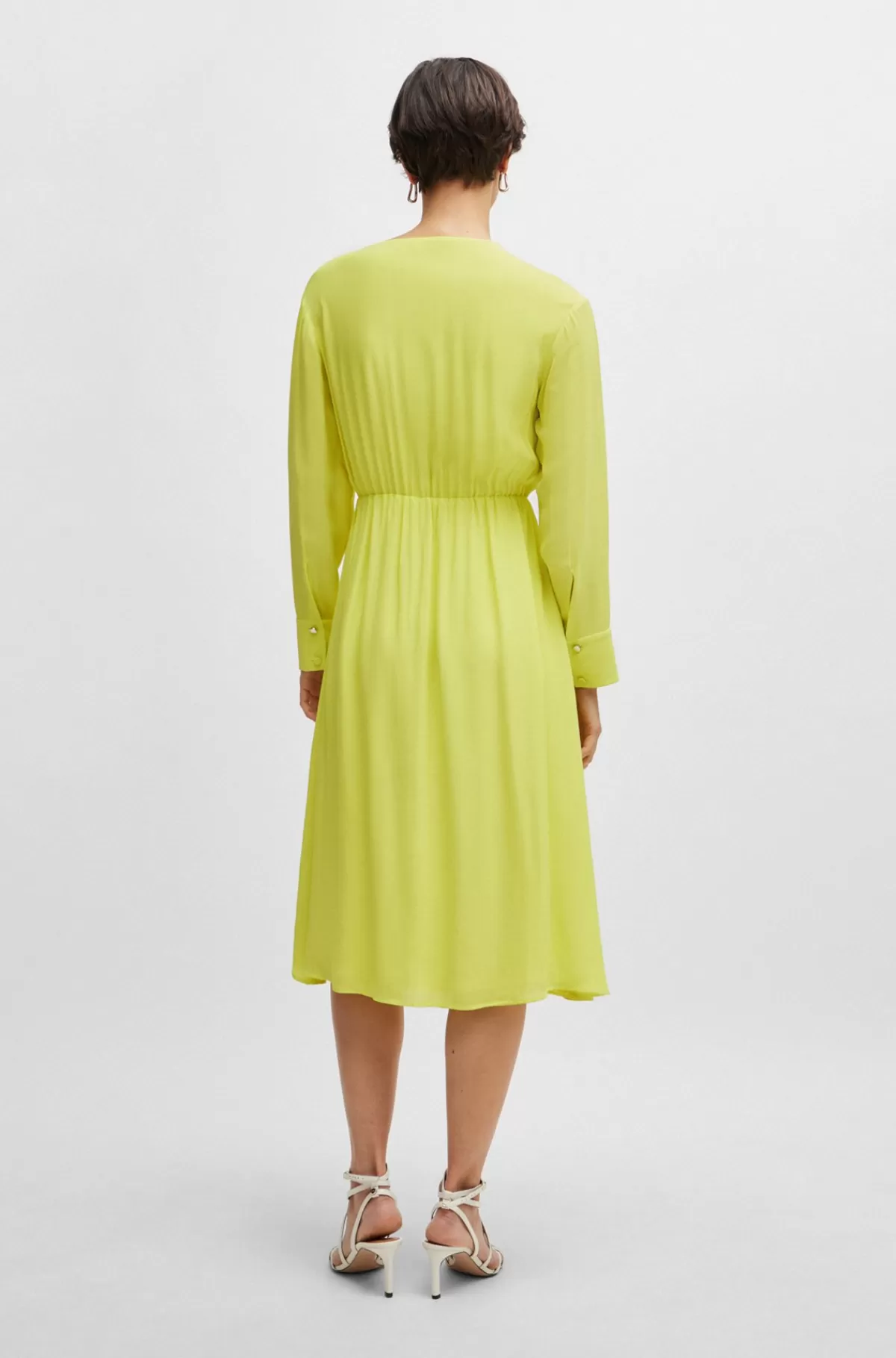 HUGO BOSS Rear Fit Slå Om-kjole Med Manchetter Med Knapper Gul Best