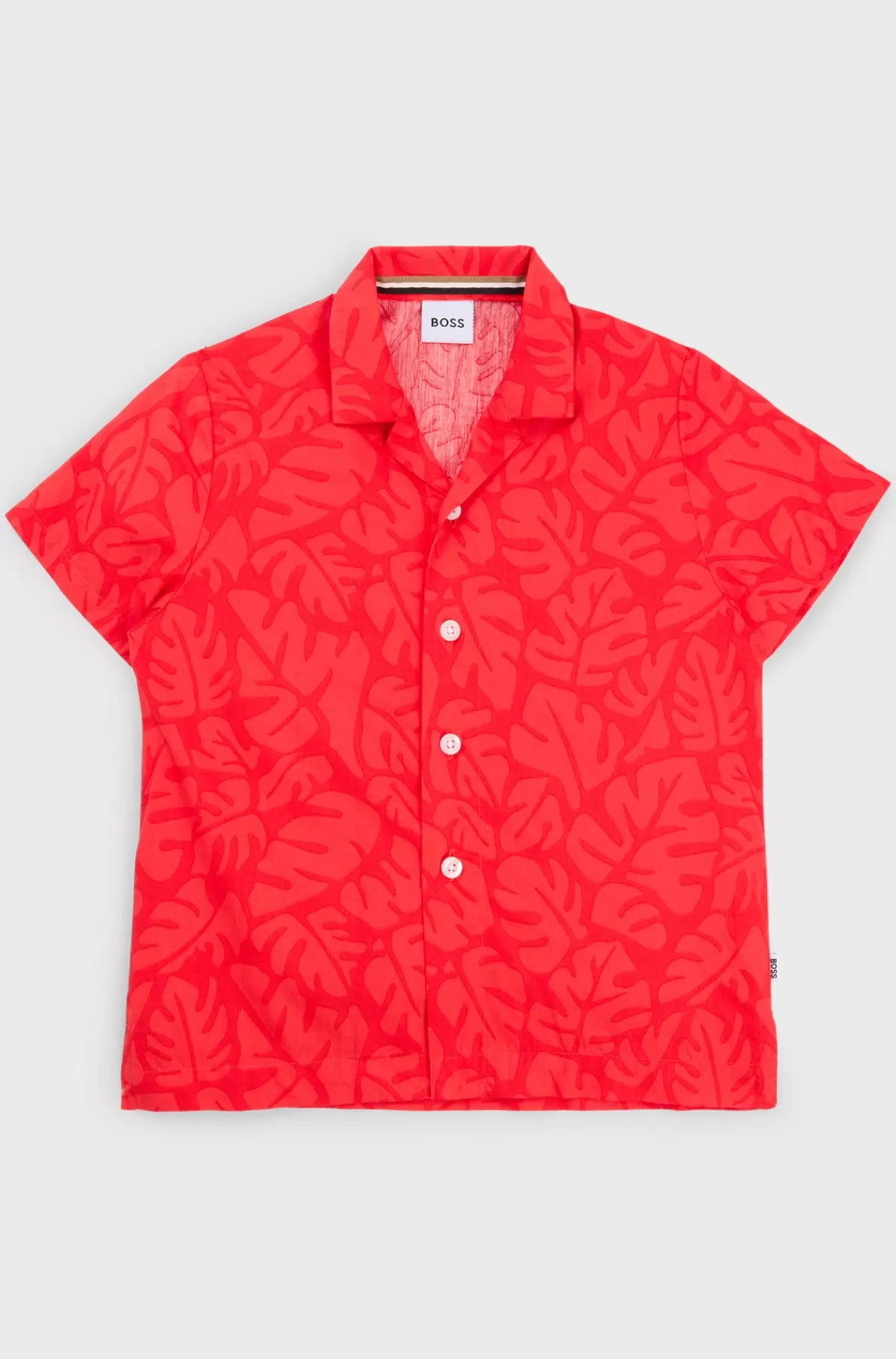 HUGO BOSS Regular Fit T-shirt Til Børn I Bomuld Med Bladprint Rød Shop