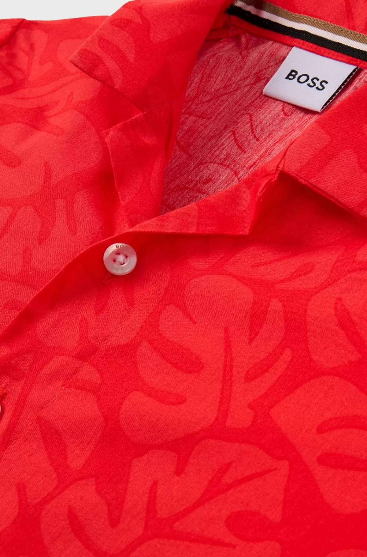 HUGO BOSS Regular Fit T-shirt Til Børn I Bomuld Med Bladprint Rød Shop