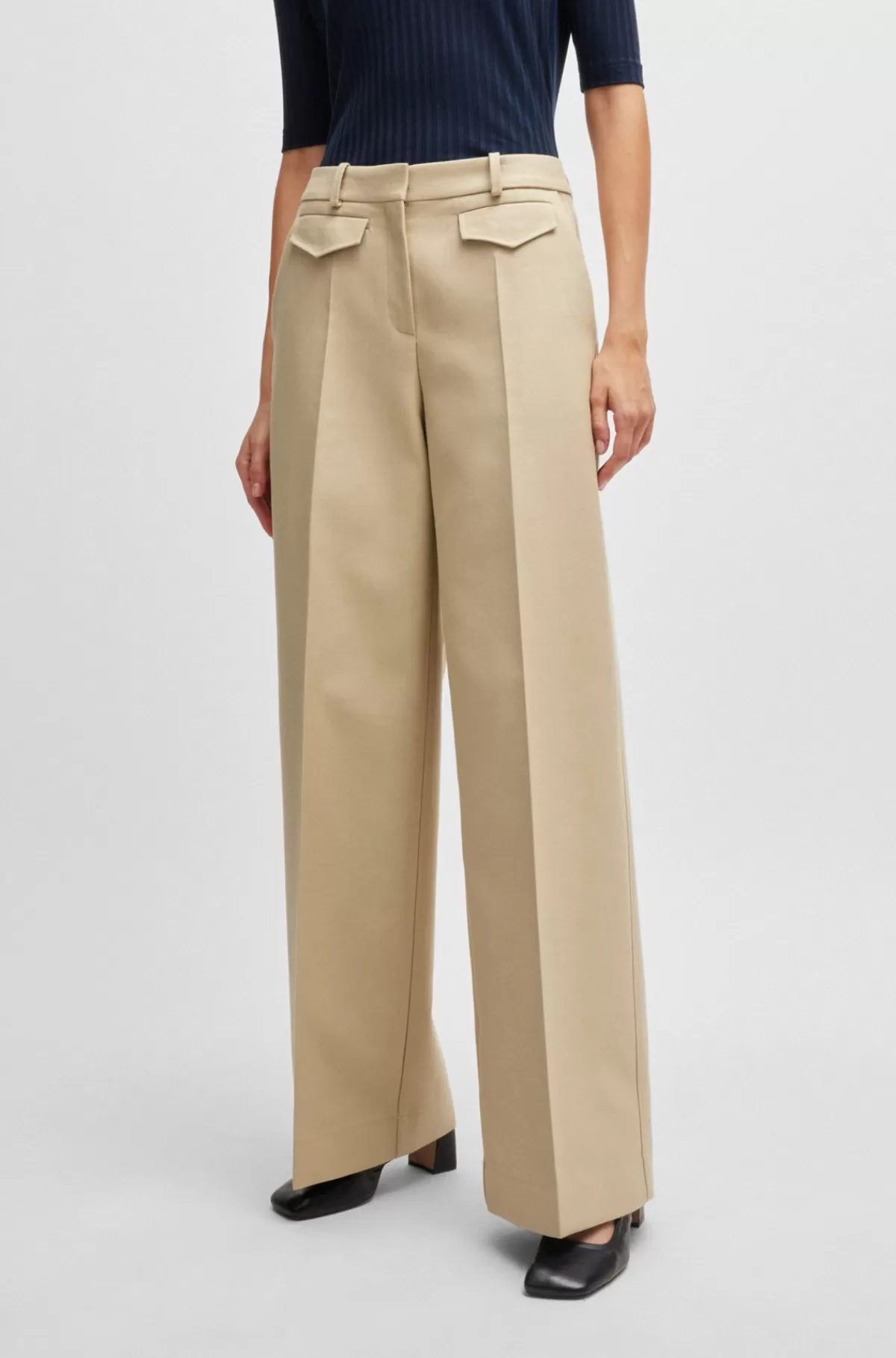 HUGO BOSS Relaxed Fit Bukser I Bomuldsblanding Beige Fashion
