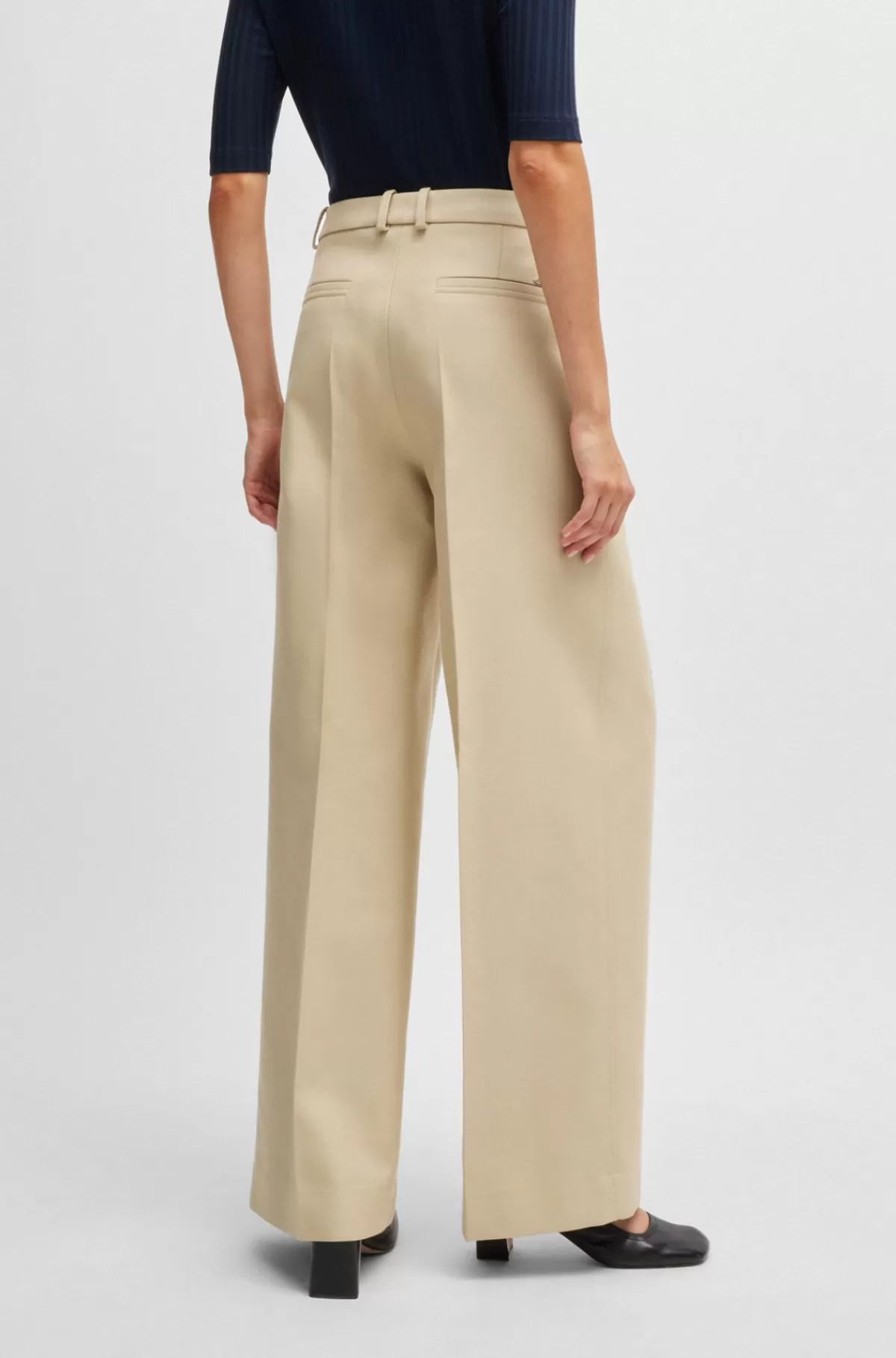HUGO BOSS Relaxed Fit Bukser I Bomuldsblanding Beige Fashion