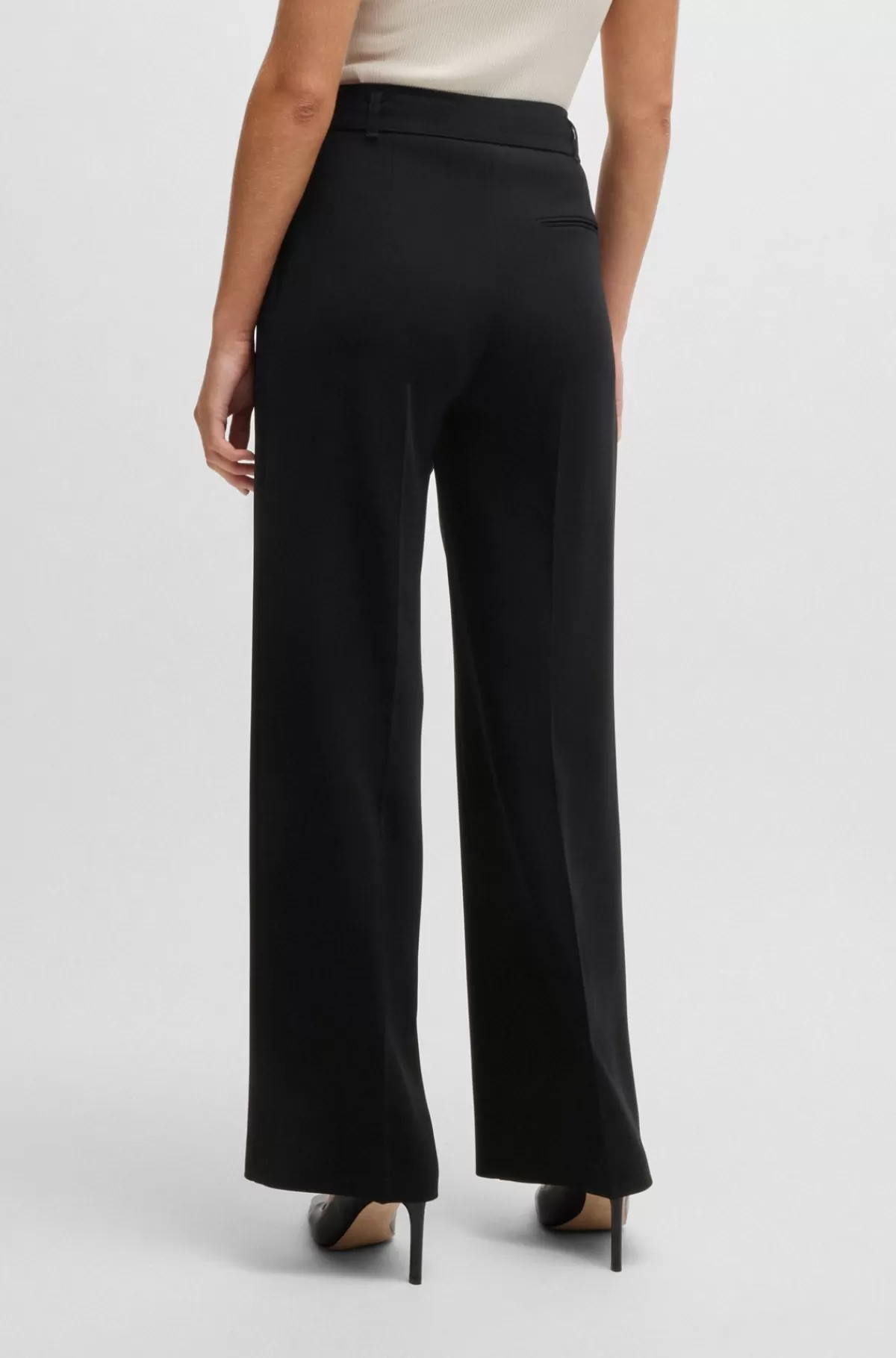 HUGO BOSS Relaxed Fit Bukser I Strygelet Japansk Crepe Sort Best