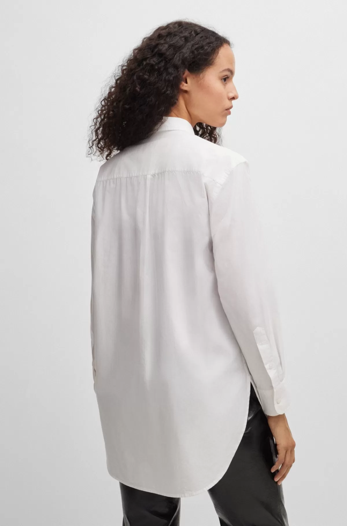 HUGO BOSS Relaxed Fit Lang Skjorte I Bomuldspoplin Hvid Cheap