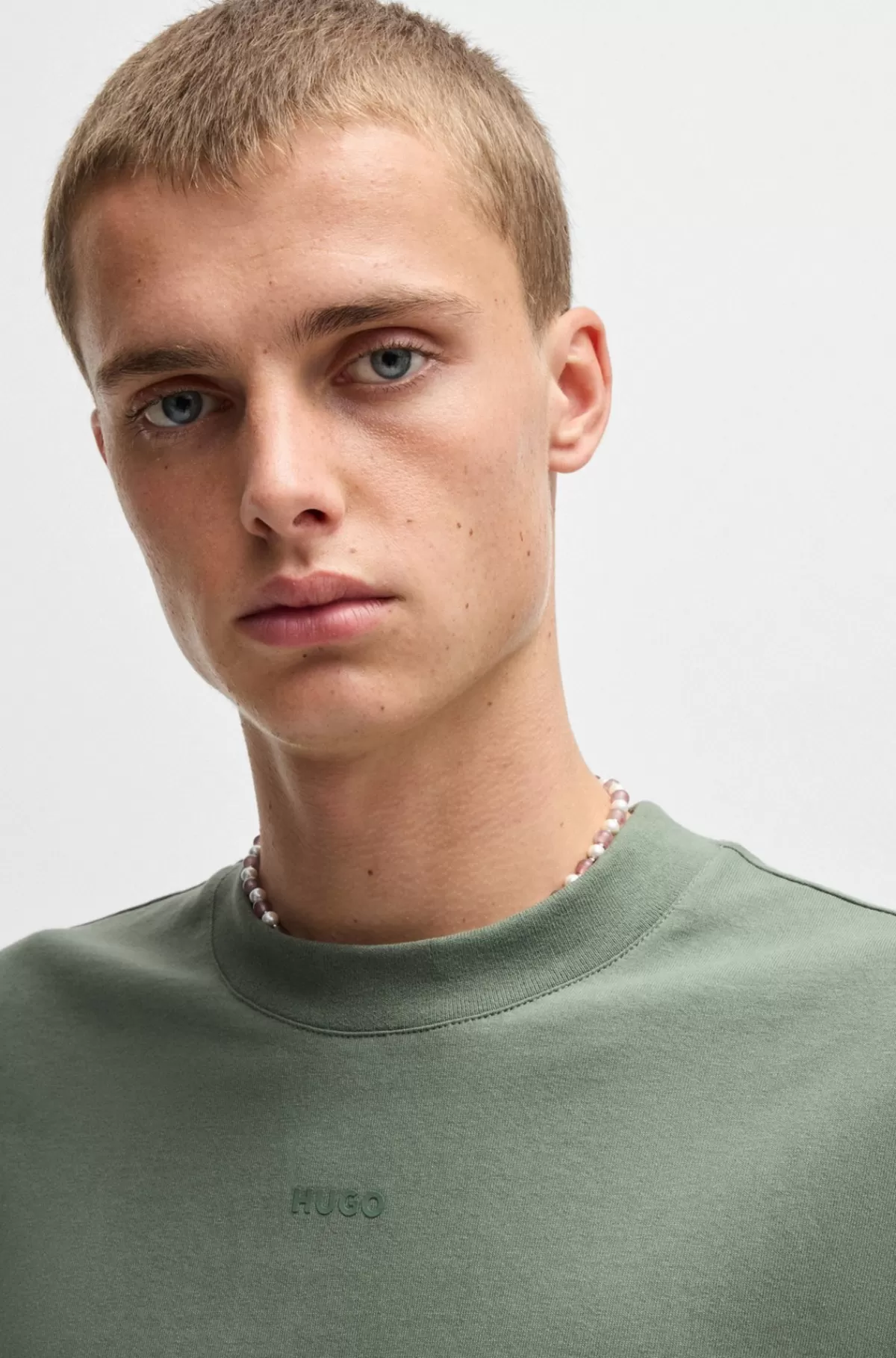 HUGO BOSS Relaxed Fit T-shirt I Bomuld Med Logoprint Grøn Shop