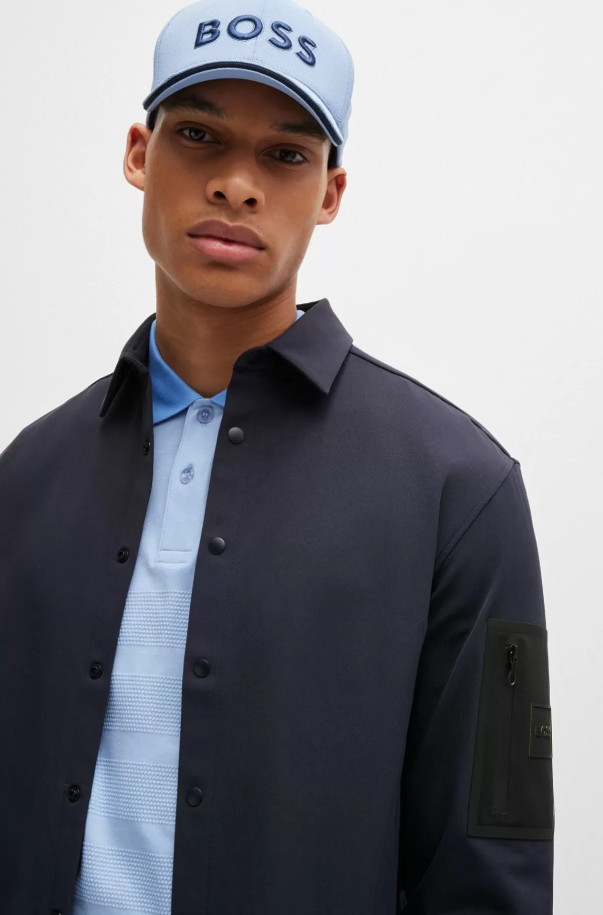 HUGO BOSS Relaxed Fit Yderskjorte I Vandskyende Materiale Mørkeblå Outlet