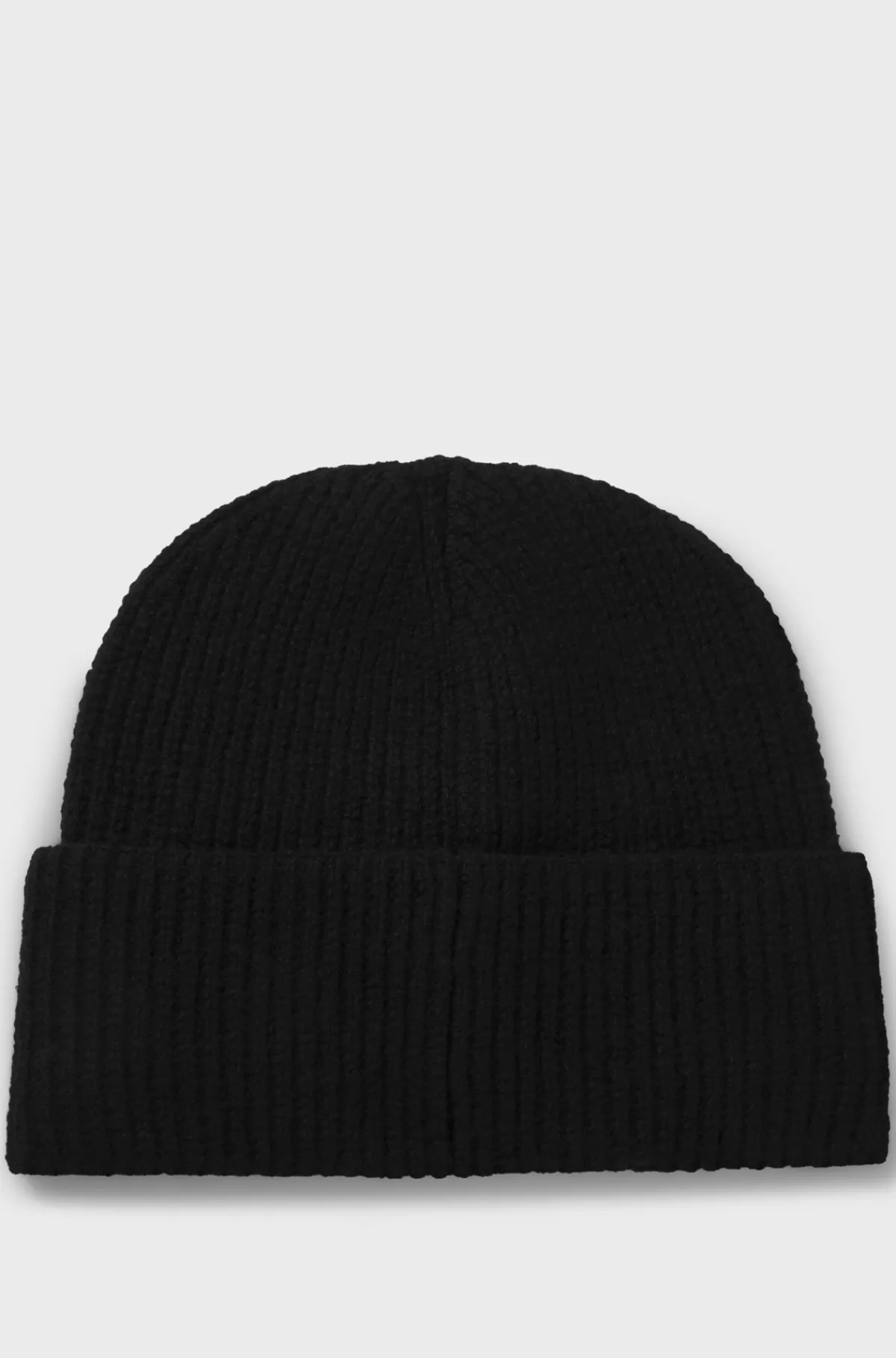 HUGO BOSS Ribstrikket Hue Med Broderet Håndskrevet Logo Sort Best Sale