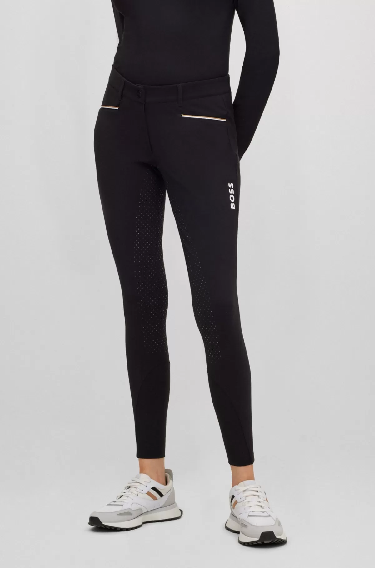 HUGO BOSS Ridebukser Til Hestesport Med Full-grip Og Ekstra Stræk Sort Outlet